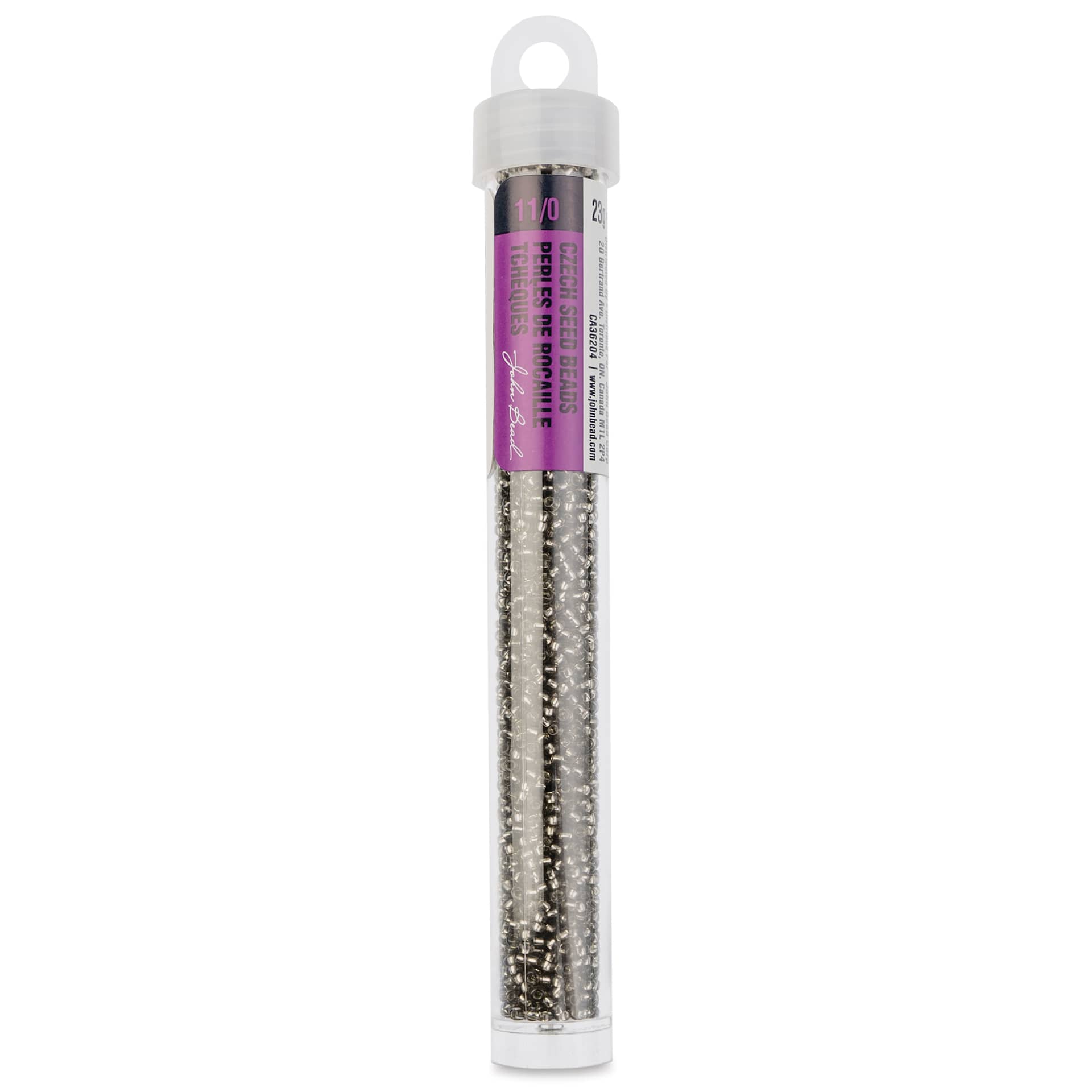 John Bead Solgel Czech Seed Beads - S/L, Grey, 23 g vial
