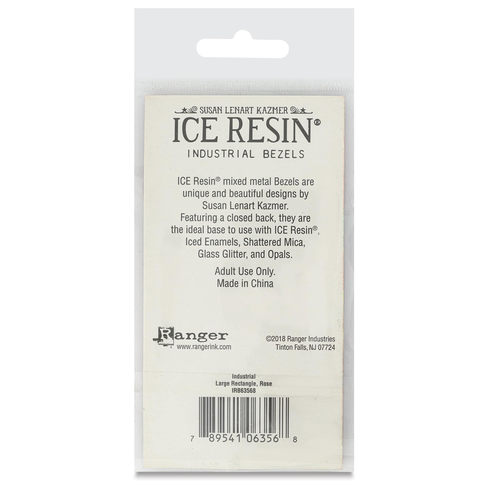 Ranger Ice Industrial Bezel - Rectangle, Rose Gold, 7.3 cm x 1.5 cm - back of packaging