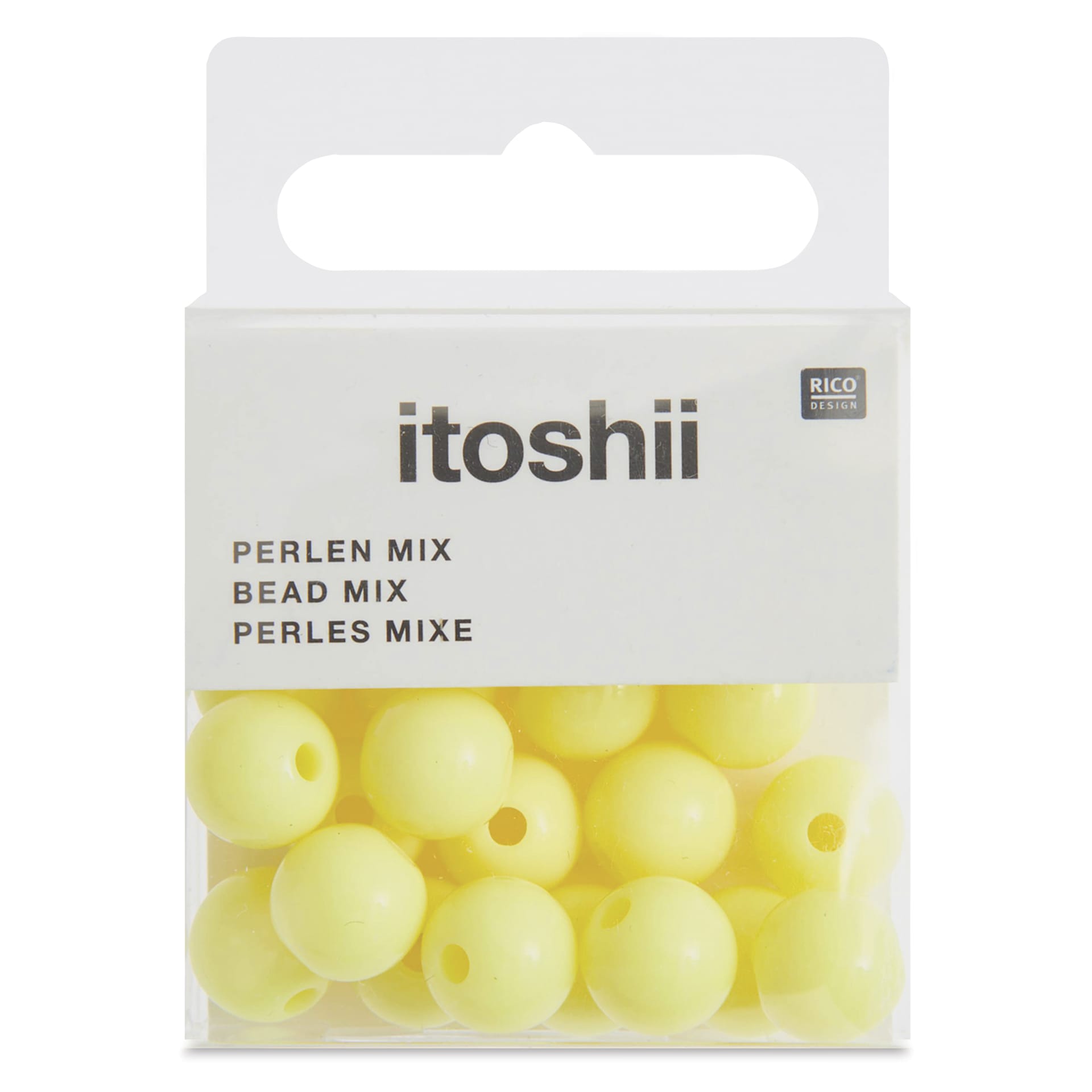 Rico Design Itoshii Plastic Beads - Pkg of 24, Yellow, 10 mm Dia.