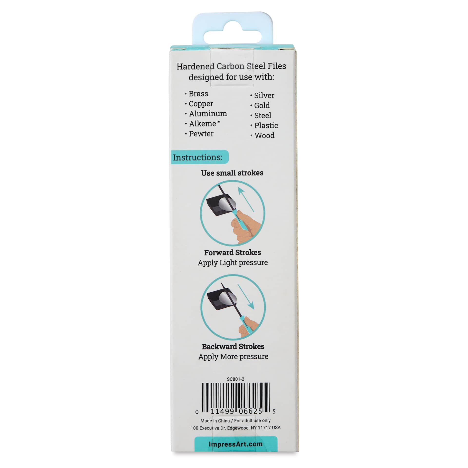 ImpressArt Needle File Set with File Block - Set of 5 - back of packaging