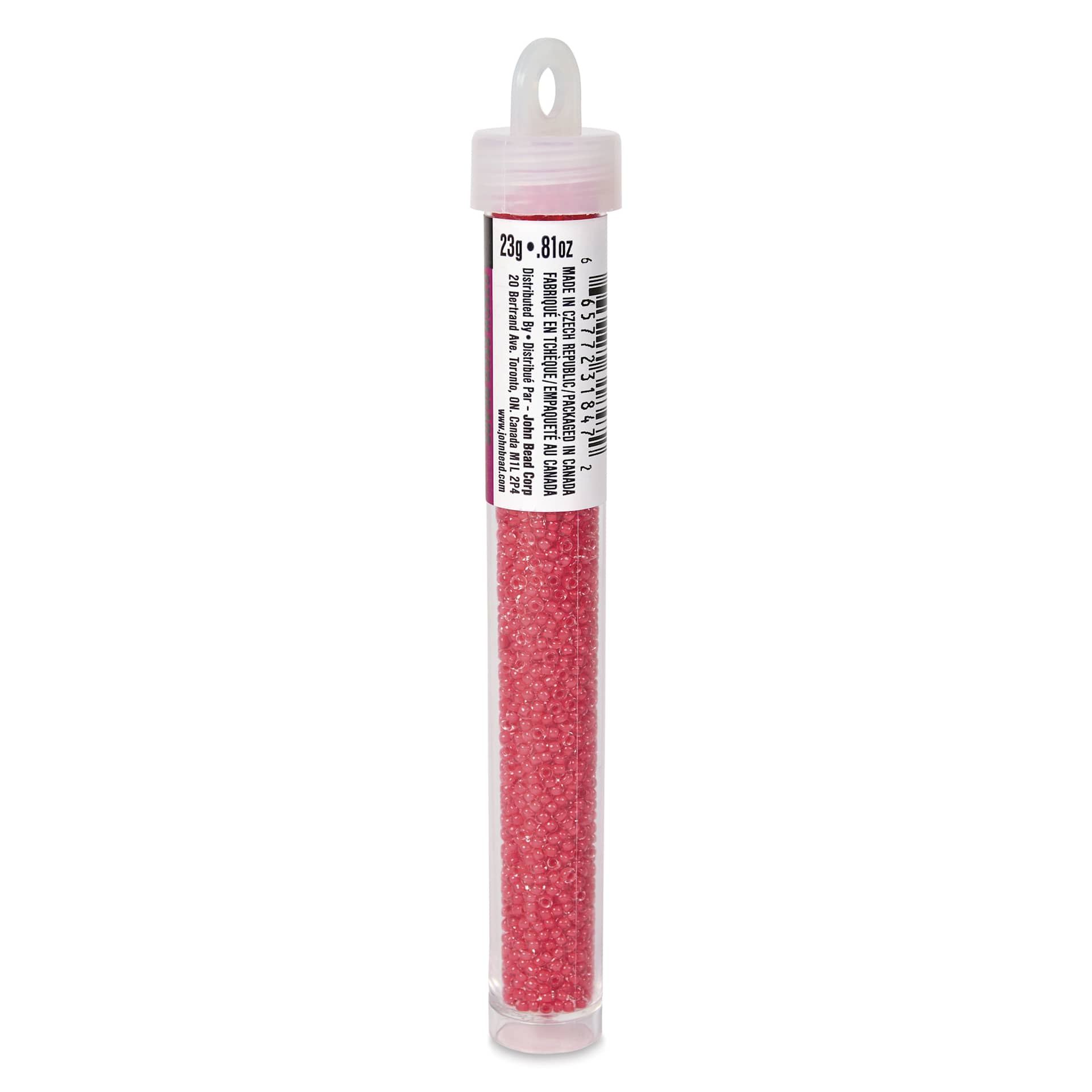 John Bead Terra Intensive Lining Czech Glass Seed Beads - 11/0, Red, 23 g - side