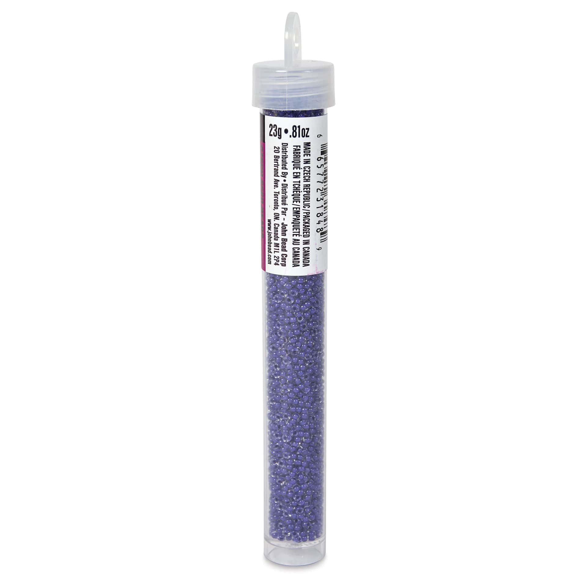 John Bead Terra Intensive Lining Czech Glass Seed Beads - 11/0, Purple, 23 g - side