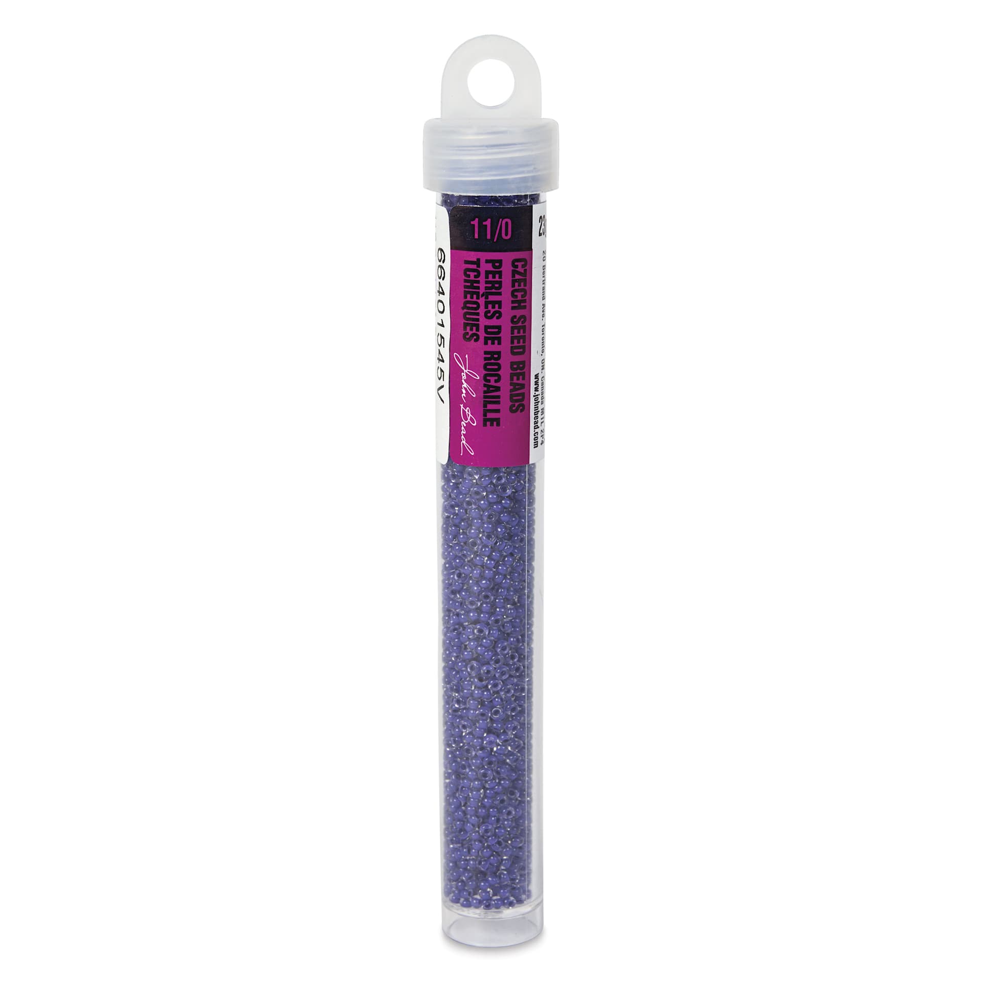 John Bead Terra Intensive Lining Czech Glass Seed Beads - 11/0, Purple, 23 g - front