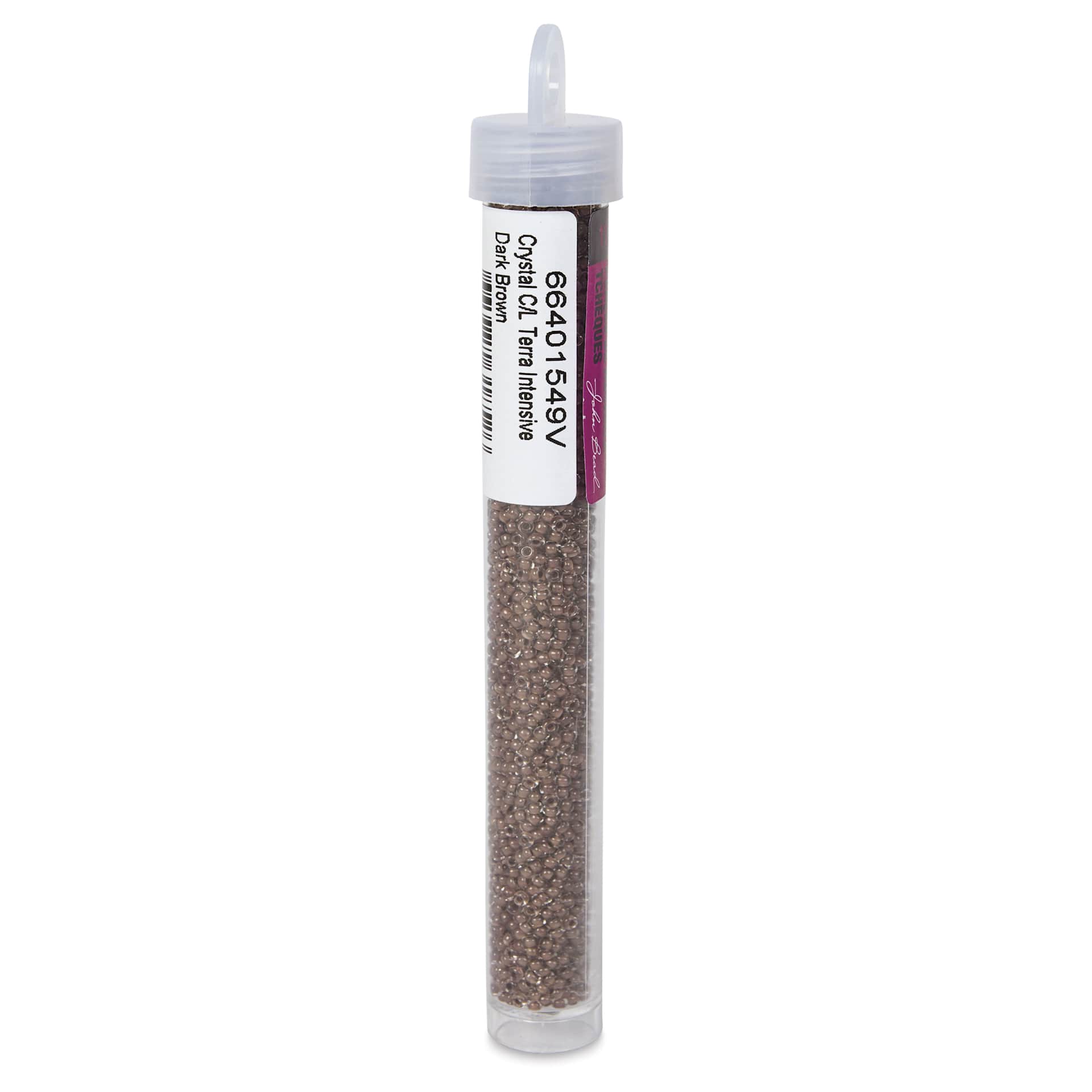 John Bead Terra Intensive Lining Czech Glass Seed Beads - 11/0, Dark Brown, 23 g - back