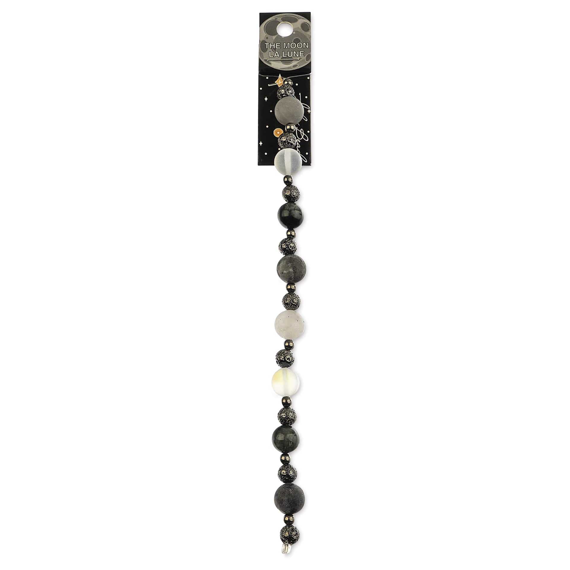 John Bead Solar System Glass Bead Strand - Moon, 10 mm Dia.