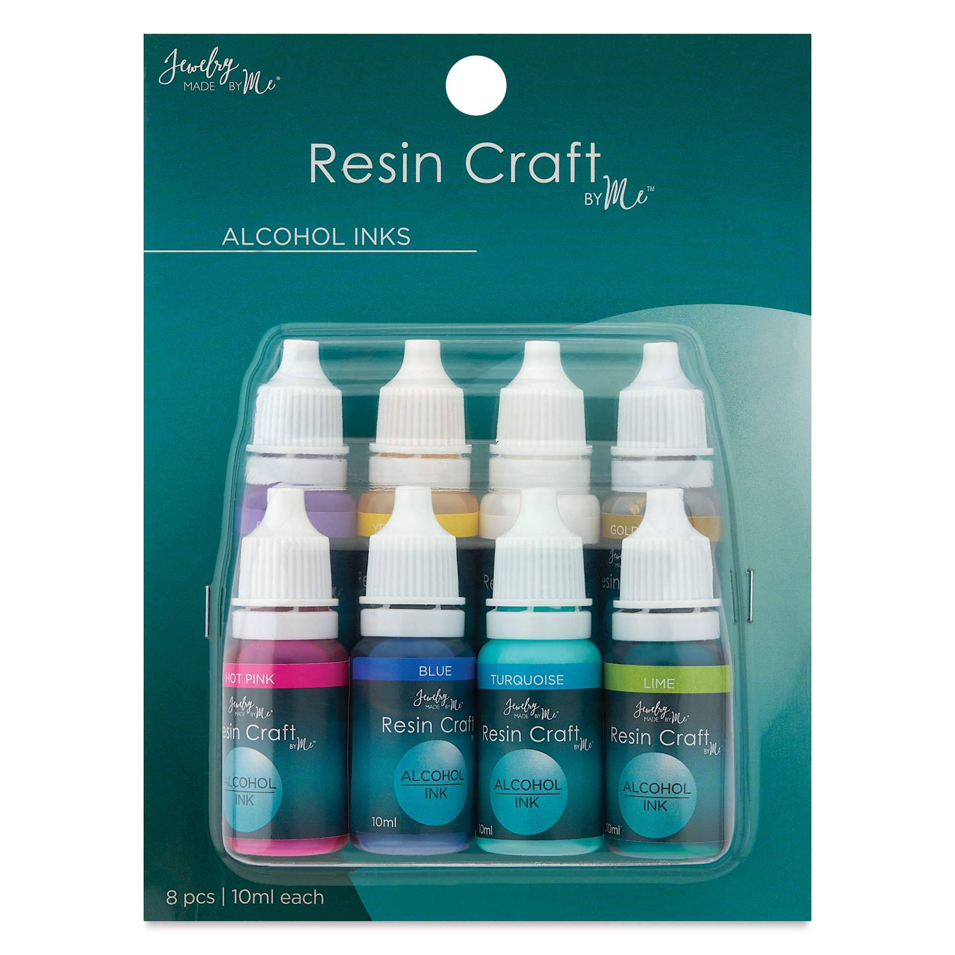 Jewelry Made By Me Alcohol Inks - Set of 8, Assorted, 10 ml Bottles front of packaging