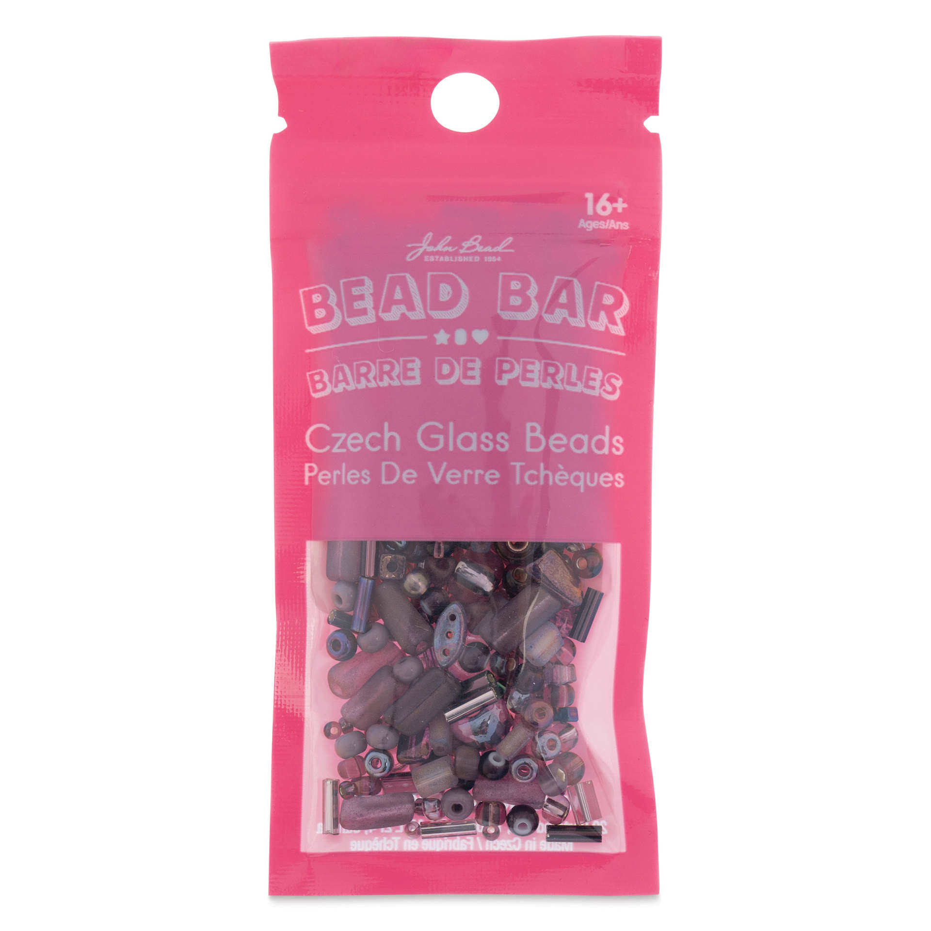 John Bead Bead Bar Czech Glass Bead Assortment - Purple and Amethyst, 20 g
