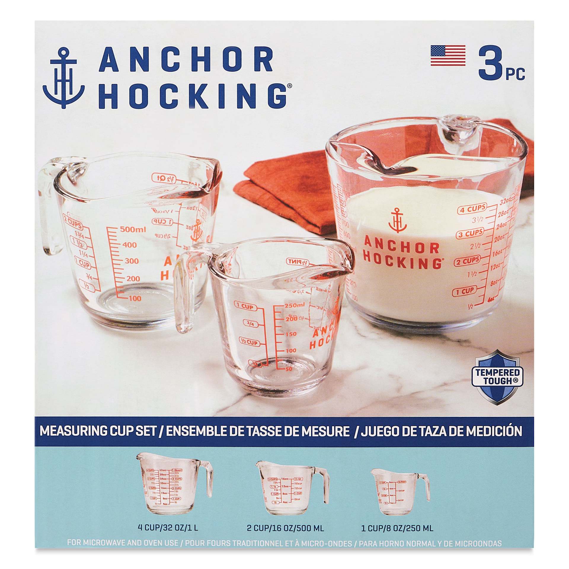Anchor Hocking Glass Measuring Cup Set front of packaging