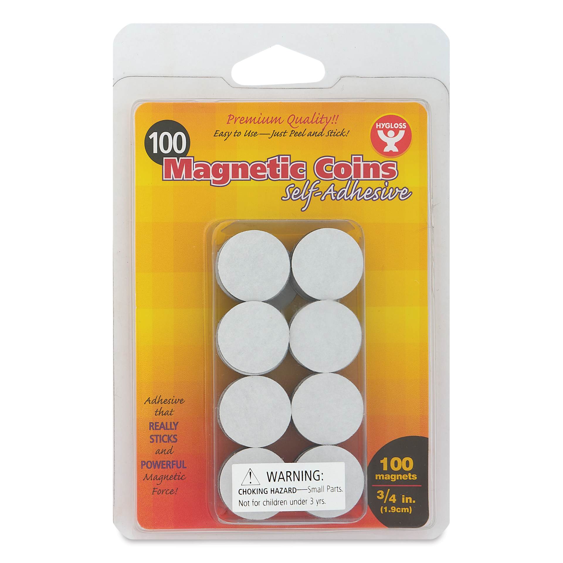 Hygloss Self-Adhesive Magnet Coins front of packaging