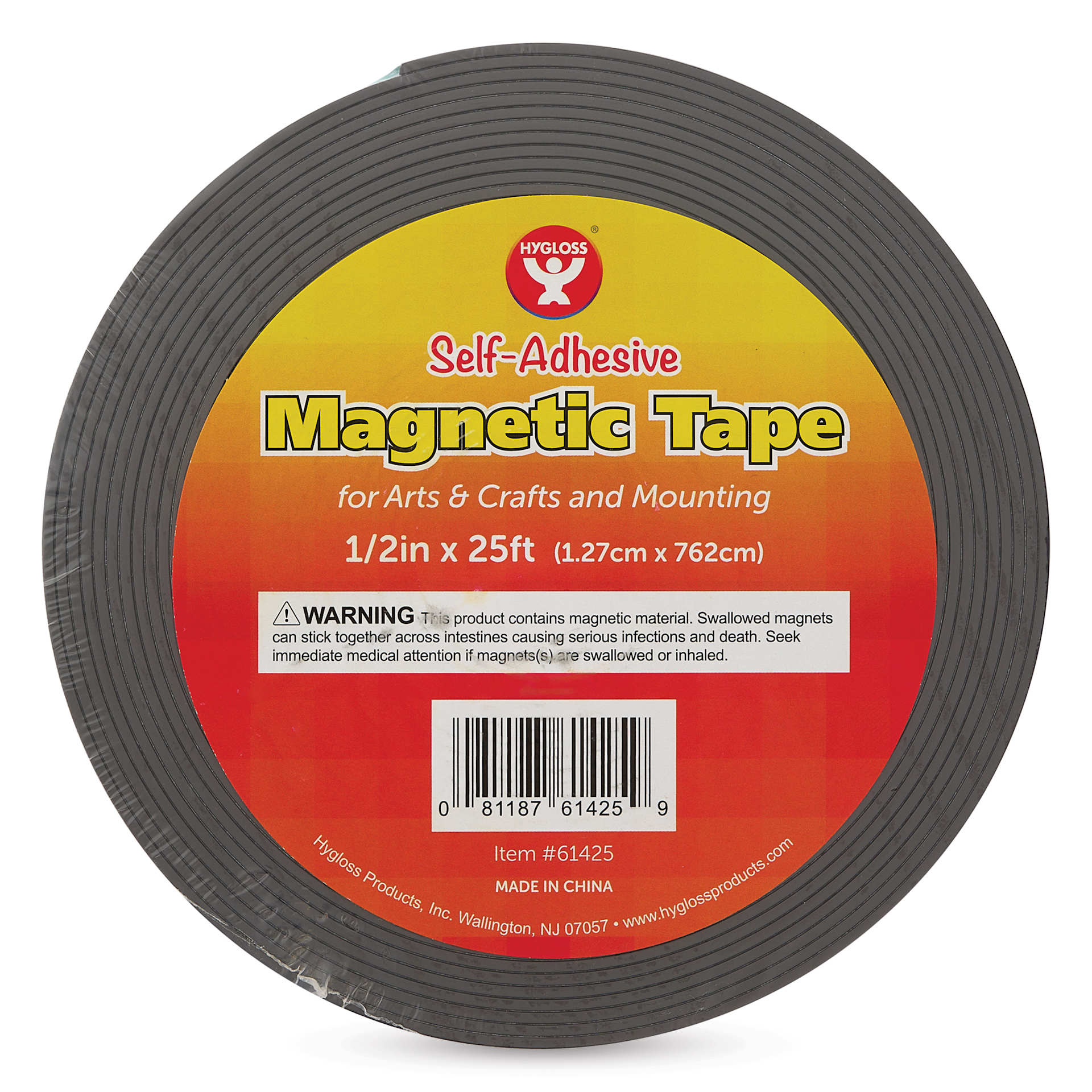 Hygloss Self-Adhesive Magnetic Tape - 1/2" x 300" Roll front of packaging