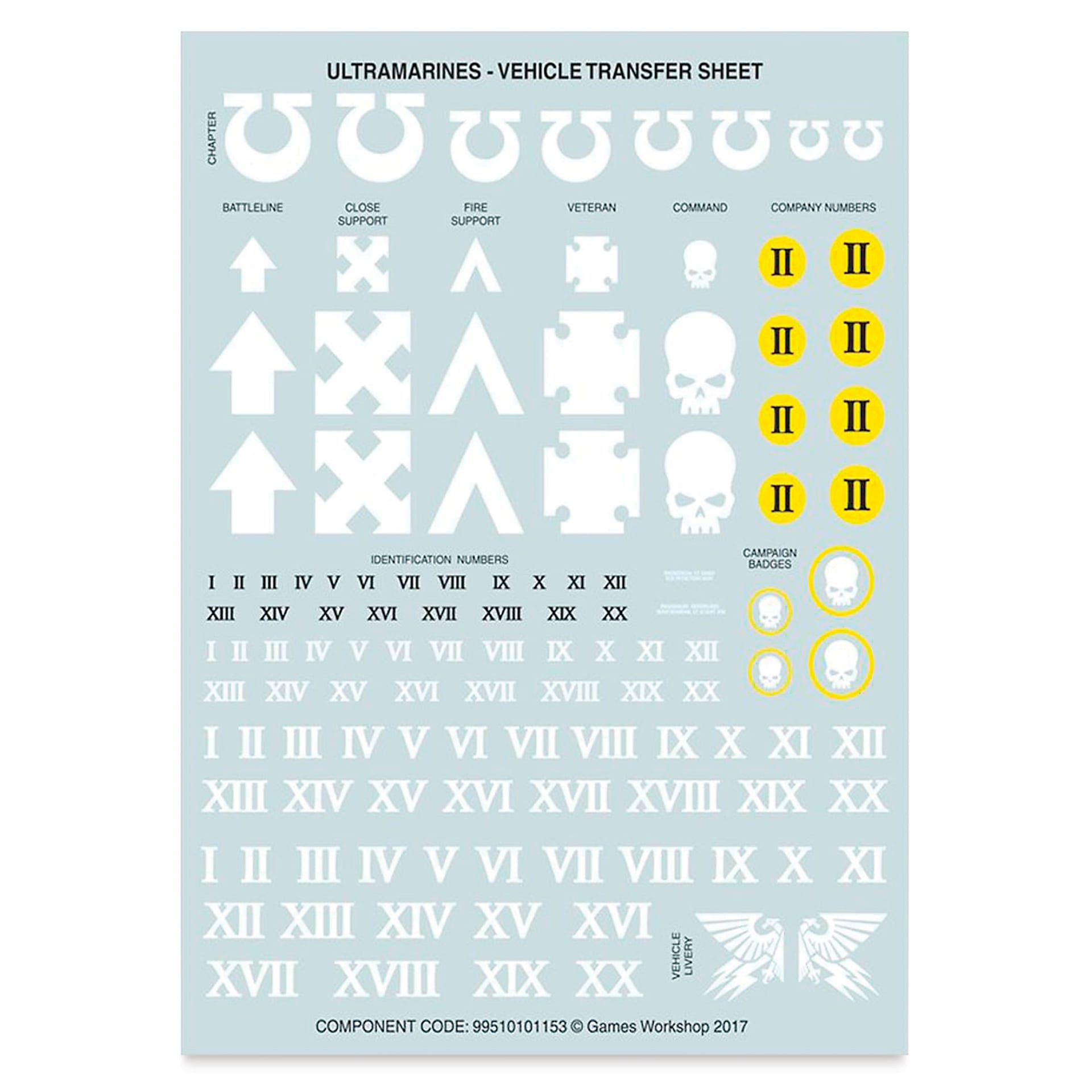 Warhammer 40K Space Marines Primaris Redemptor Dreadnought, transfer sheet