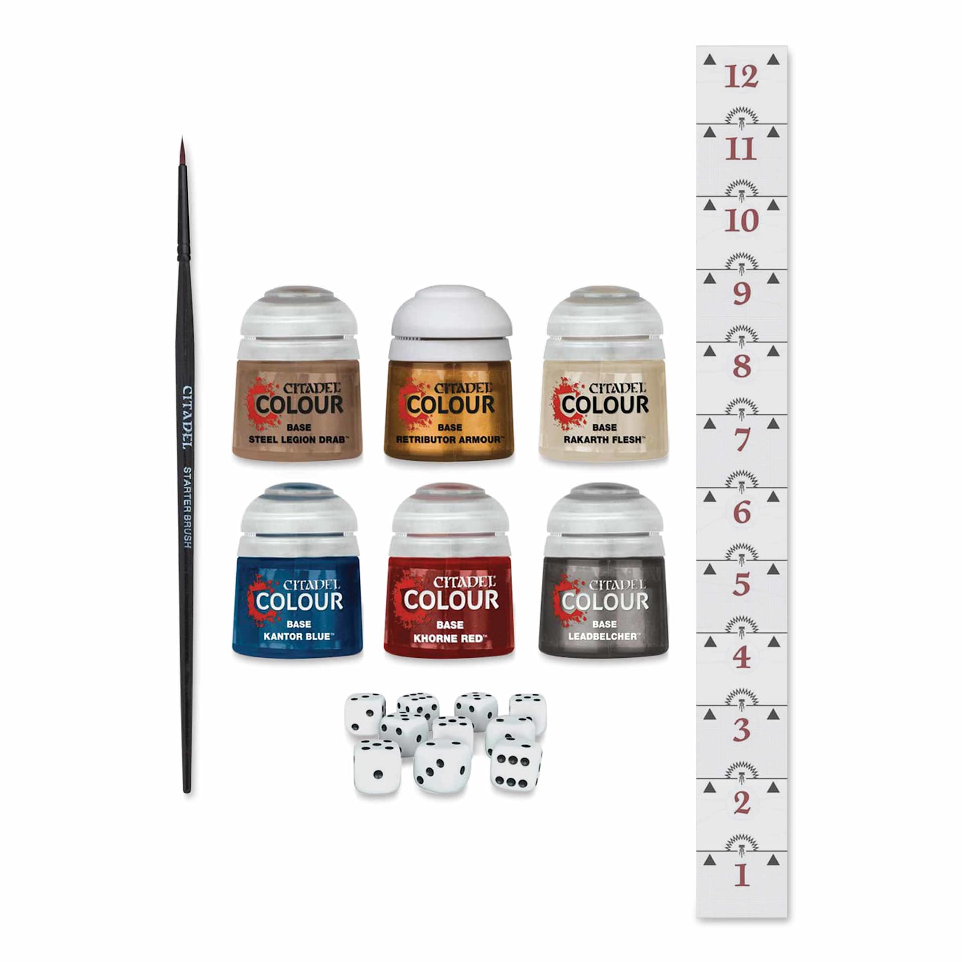 Warhammer Age of Sigmar Introductory Set - included paints, brush, dice, and measuring tape