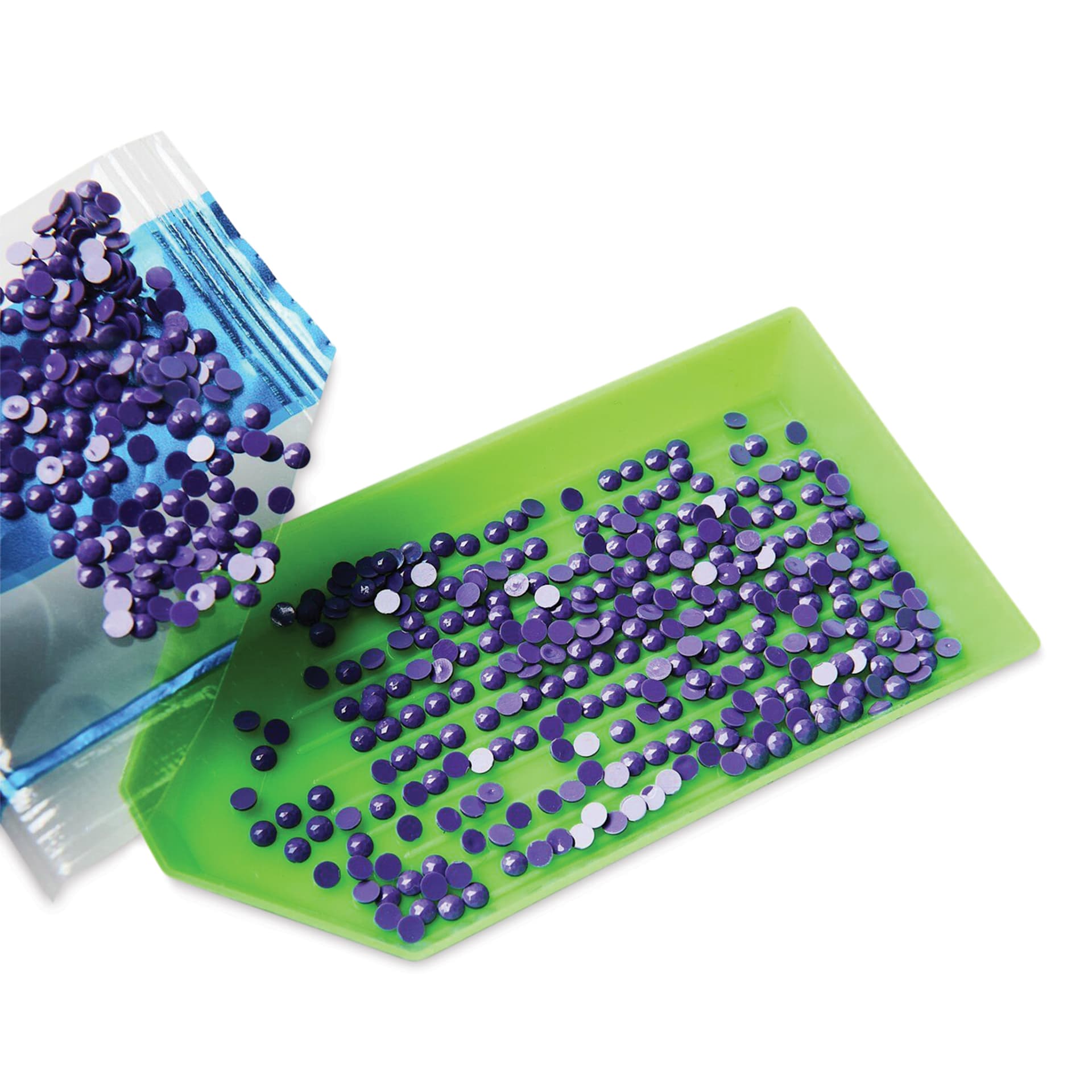 Rico Design Diamond Painting DIY Kit - Shimmering Flowers pouring beads into tray