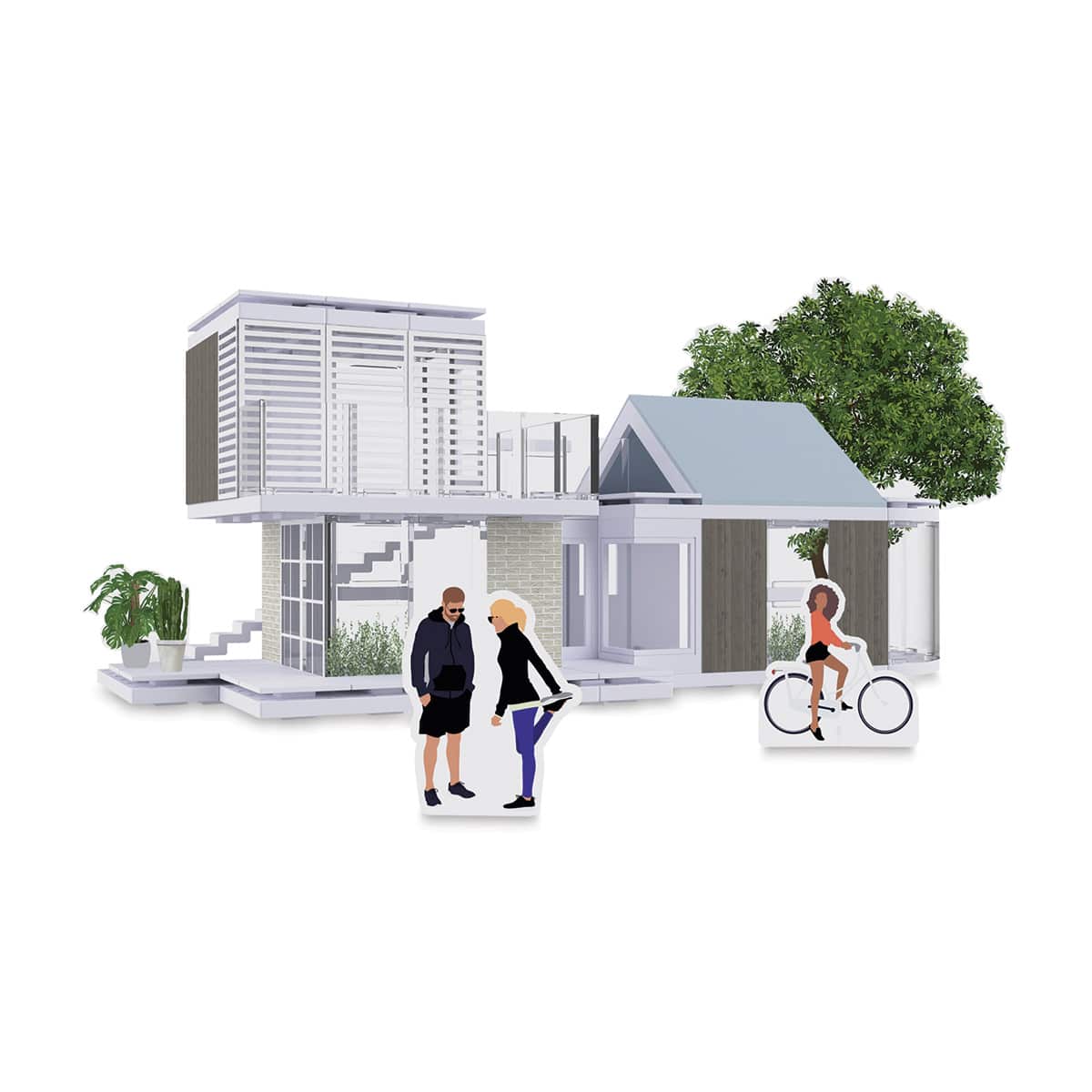 Arckit 100 sqm. Architectural Model Building Kit (finished example with paper figures)
