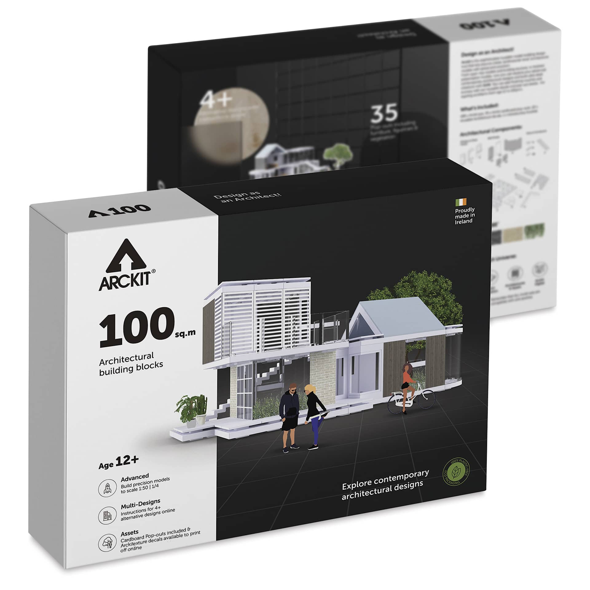 Arckit 100 sqm. Architectural Model Building Kit, front and back of box
