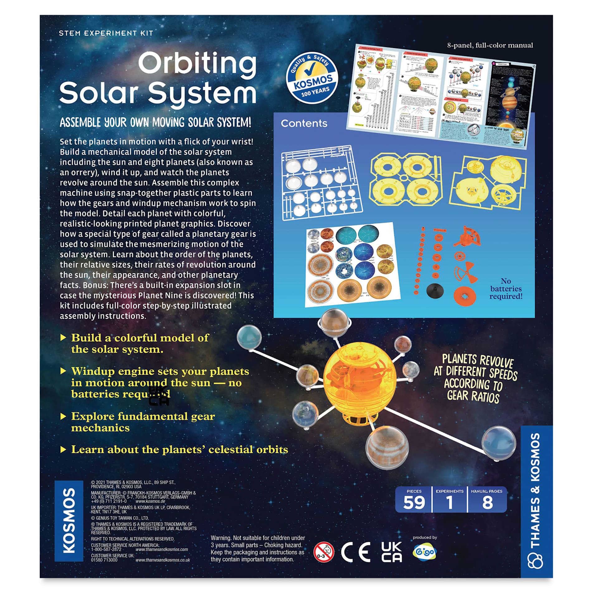 Thames & Kosmos Incredible Orbiting Solar System STEM Experiment Kit (back of box)