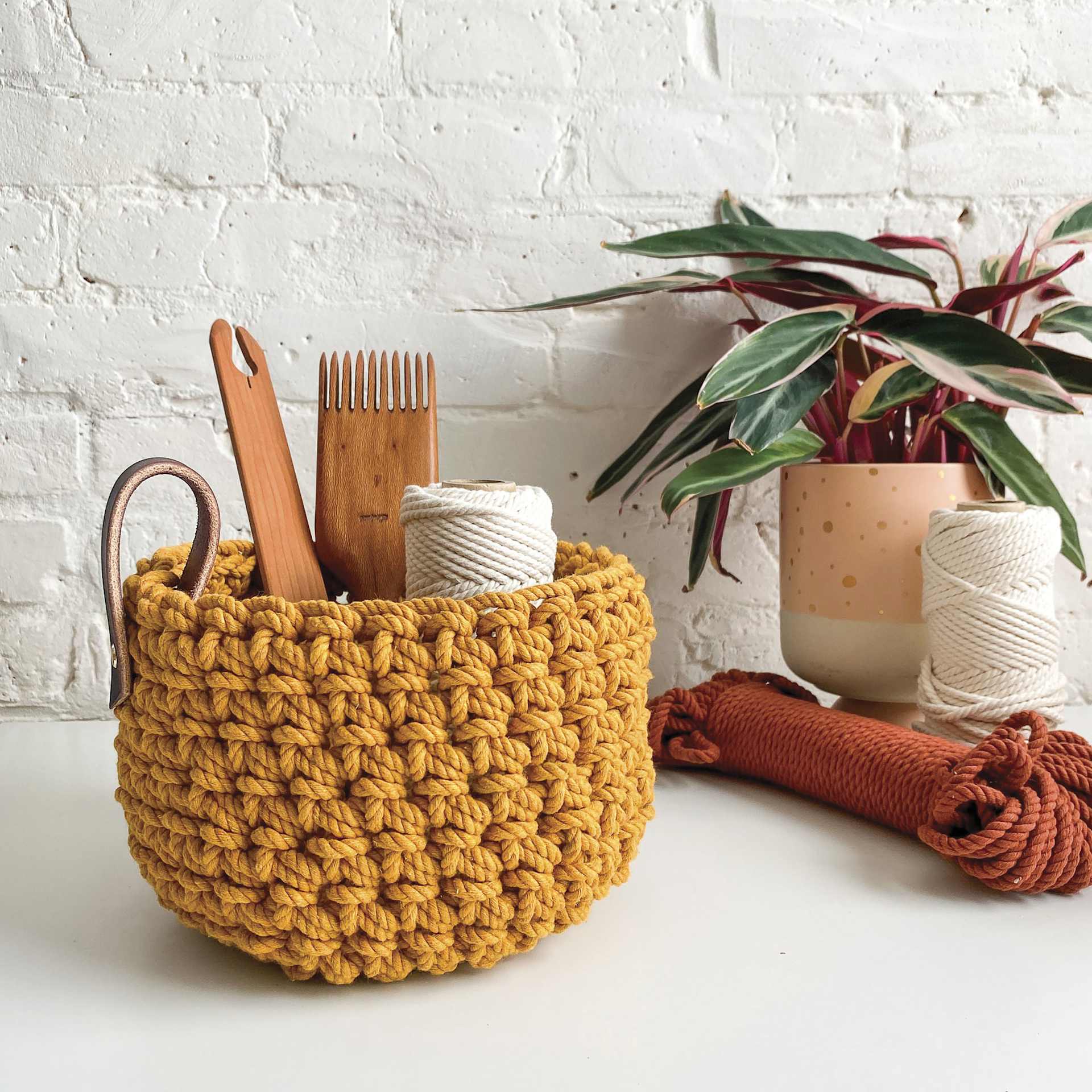 Chelsea Rope Basket Making Kit, finished rope basket