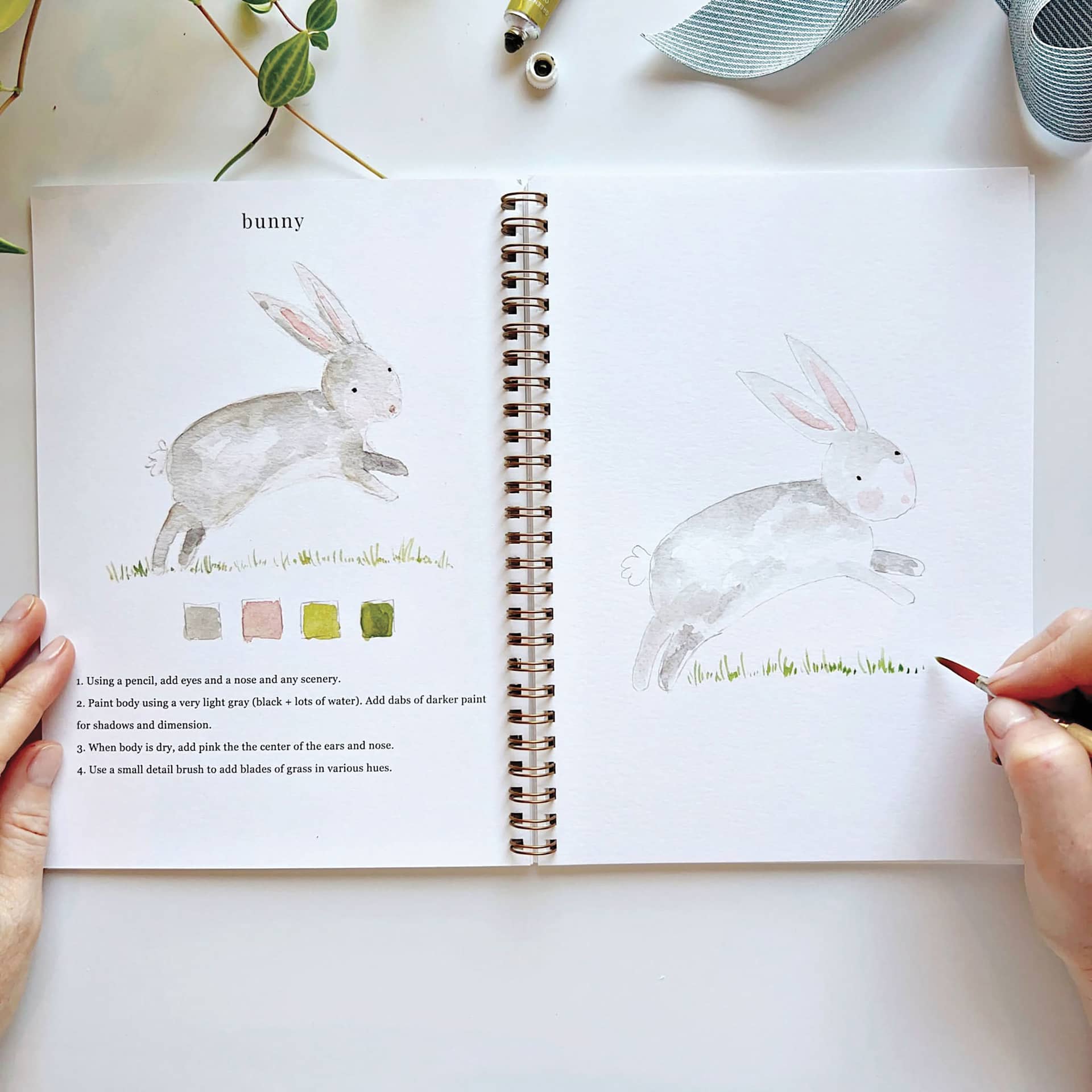 Emily Lex Studio Animals Watercolor Workbook, rabbit sketch