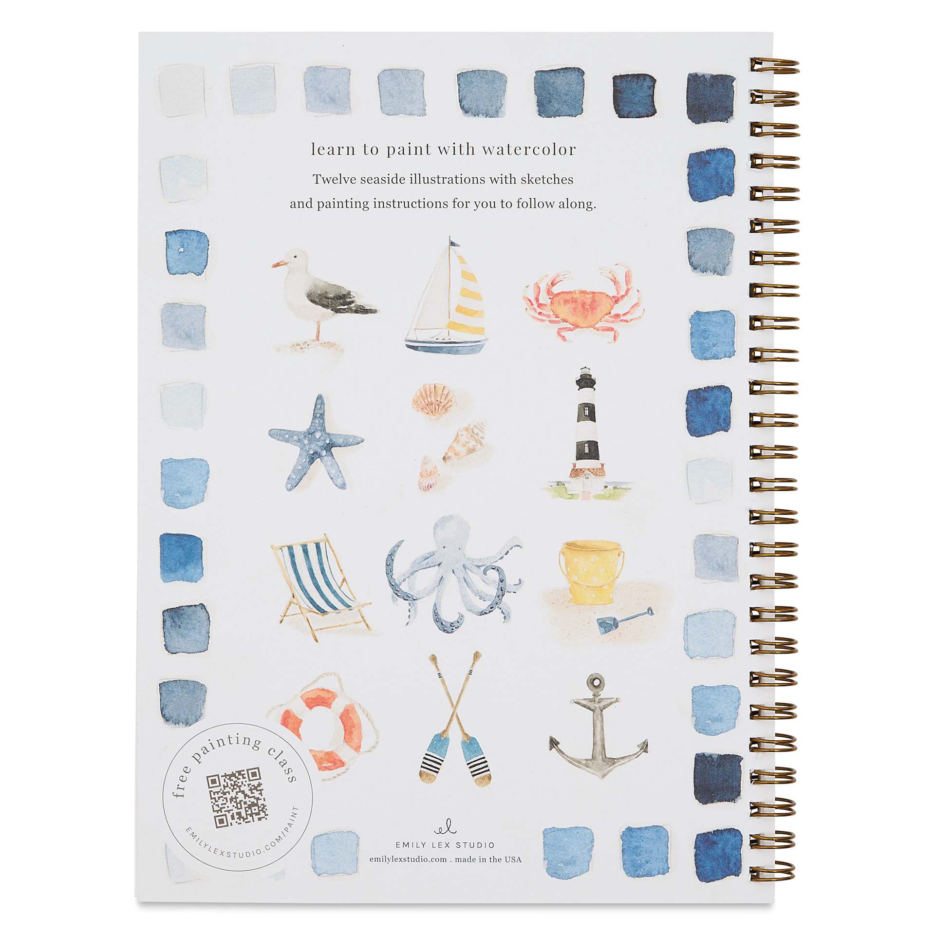 Emily Lex Studio Seaside Watercolor Workbook - 6-1/2" x 9", back cover