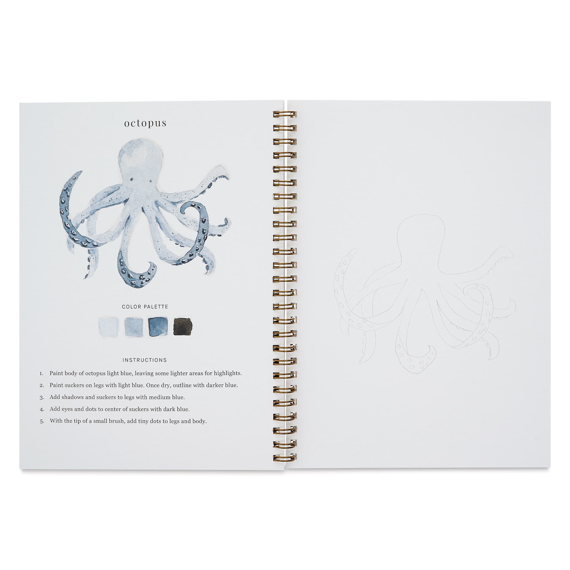Emily Lex Studio Seaside Watercolor Workbook - 6-1/2" x 9", octopus