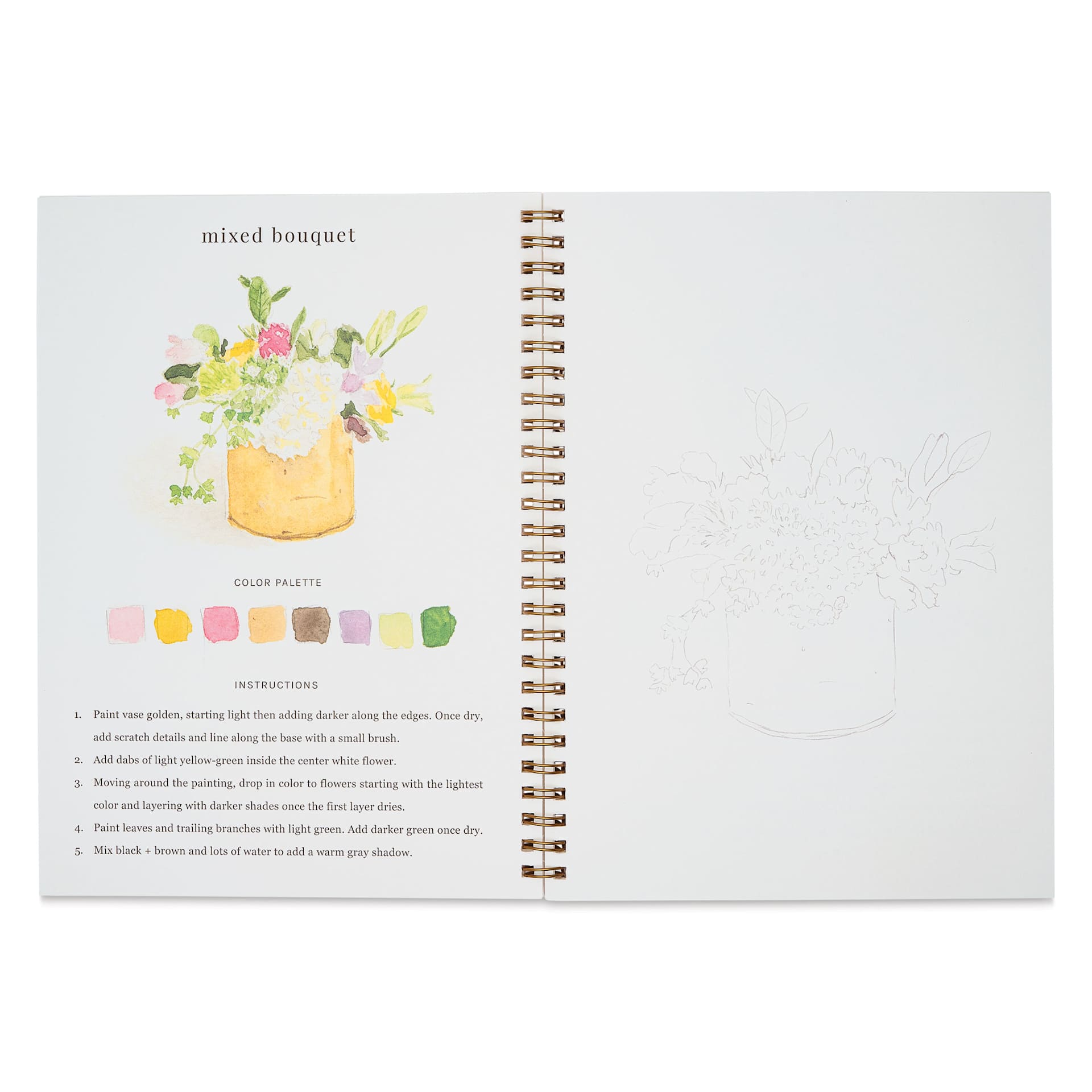Emily Lex Studio Bouquets Watercolor Workbook - 6-1/2" x 9", mixed bouquet