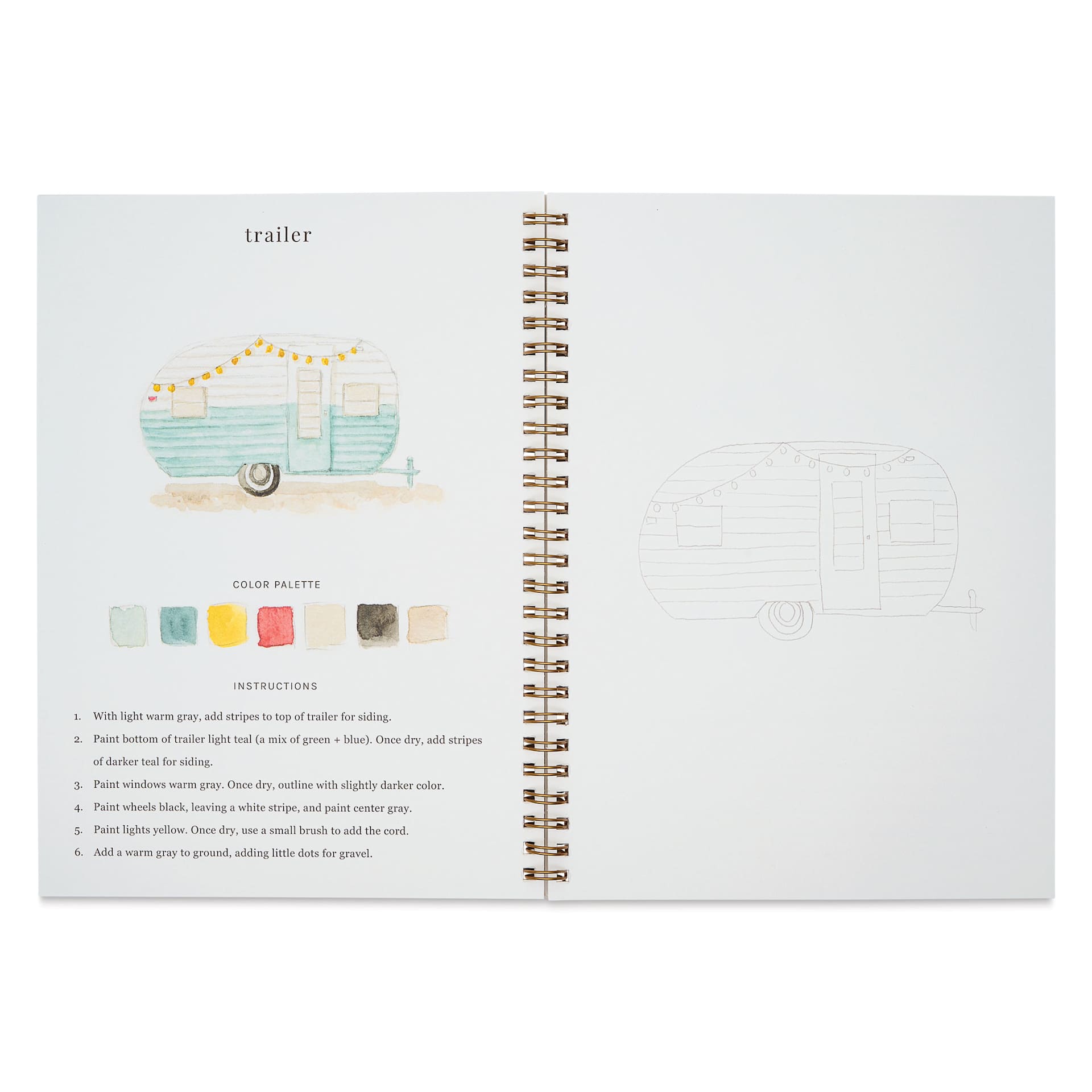 Emily Lex Studio Camping Watercolor Workbook - 6-1/2" x 9", trailer