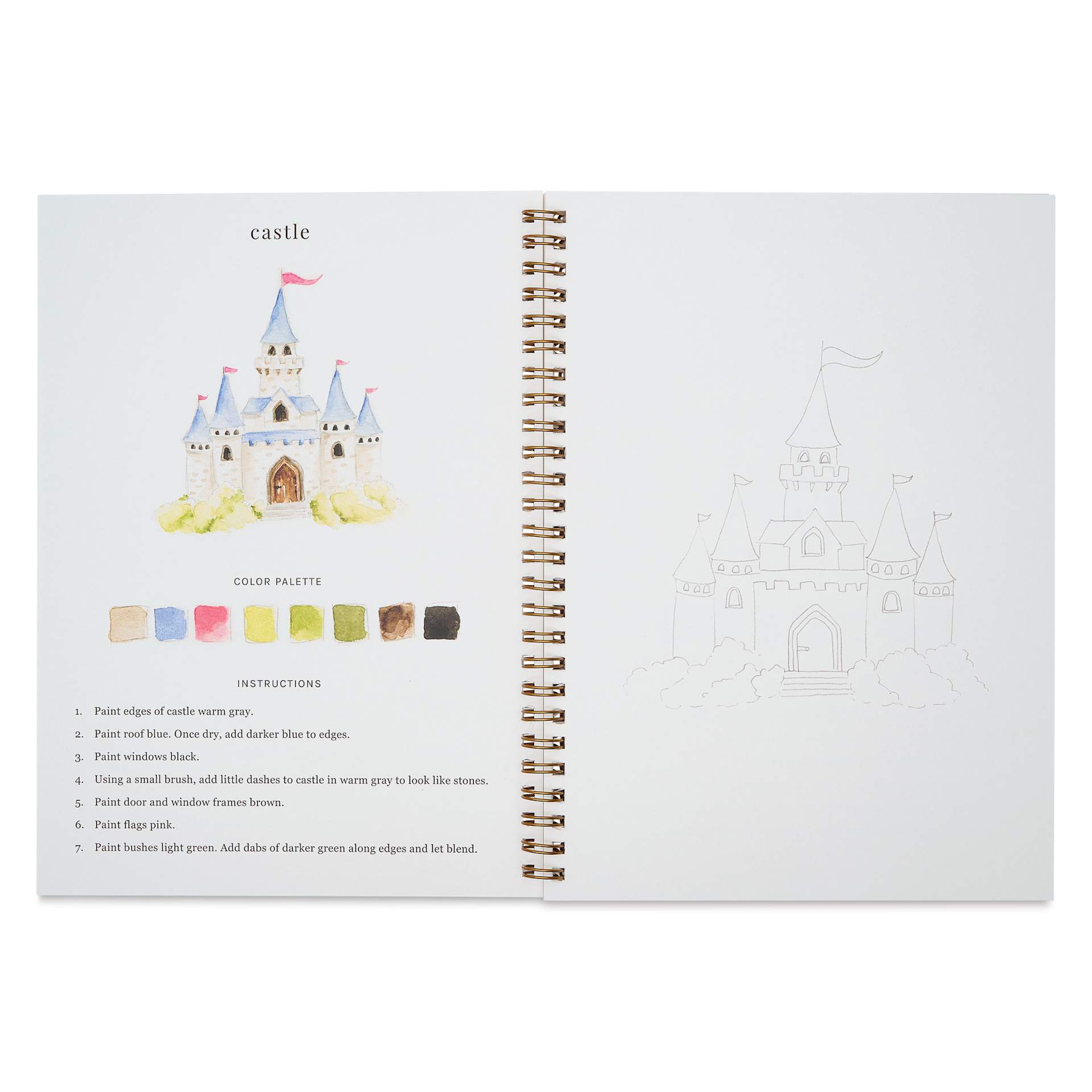 Emily Lex Studio Fairytale Watercolor Workbook - 6-1/2" x 9", castle