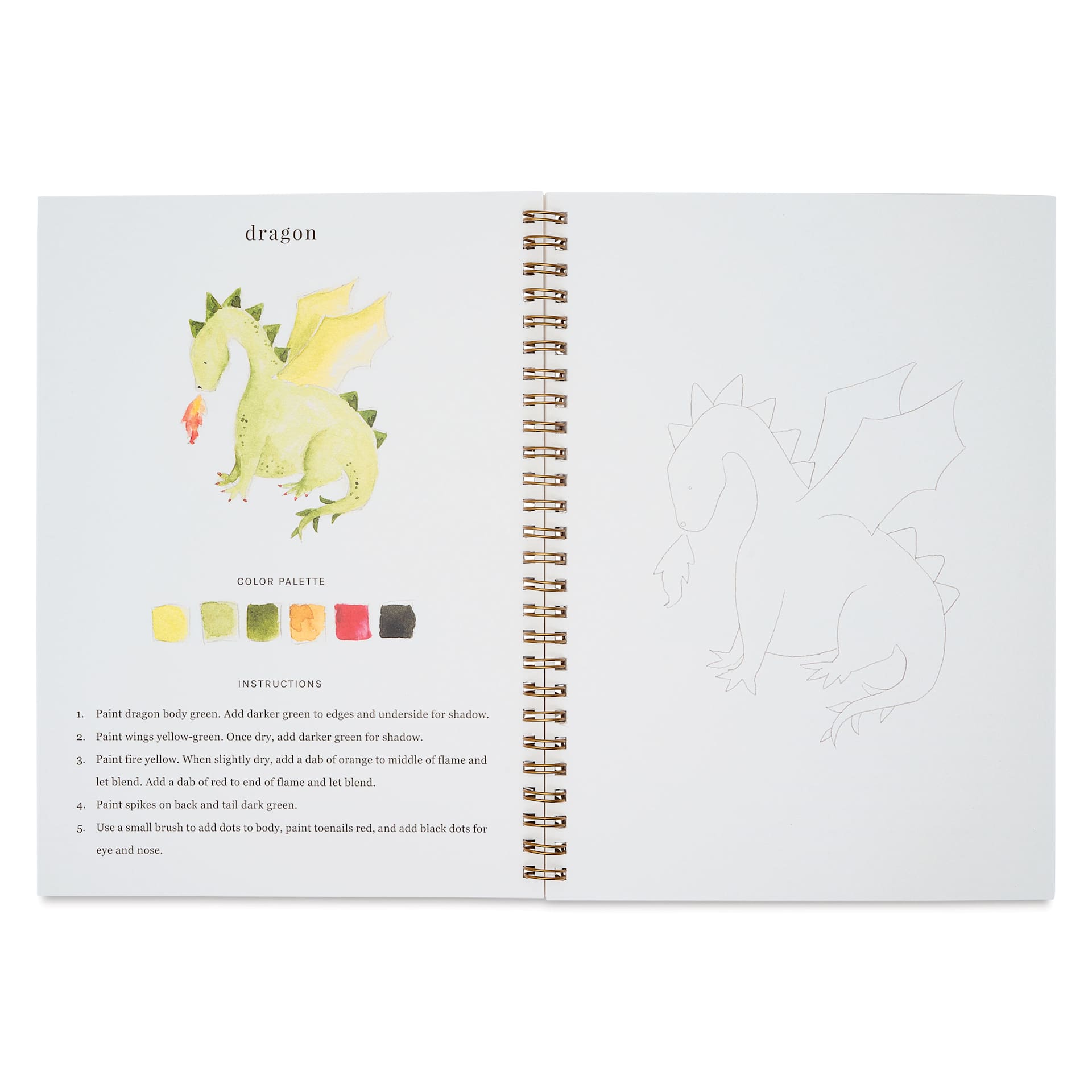 Emily Lex Studio Fairytale Watercolor Workbook - 6-1/2" x 9", dragon