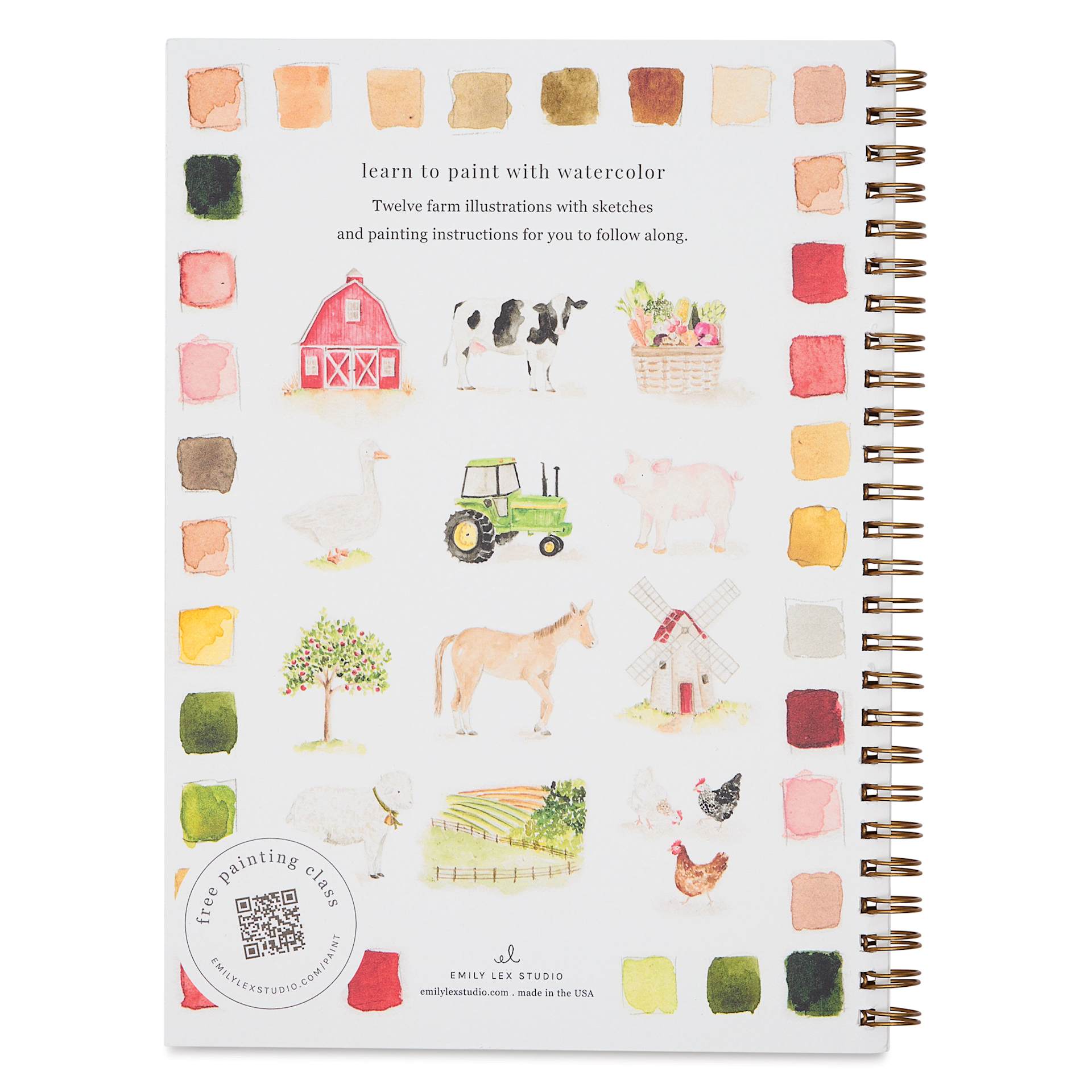 Emily Lex Studio Farm Watercolor Workbook - 6-1/2" x 9", back cover
