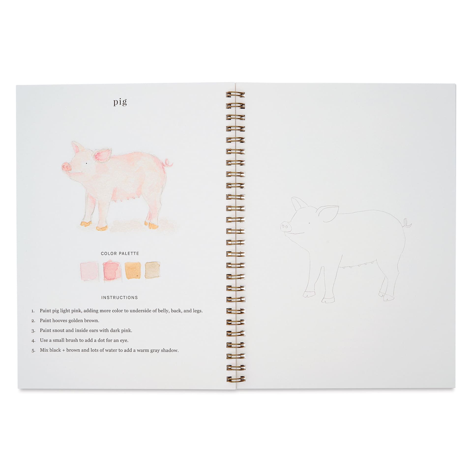 Emily Lex Studio Farm Watercolor Workbook - 6-1/2" x 9", pig