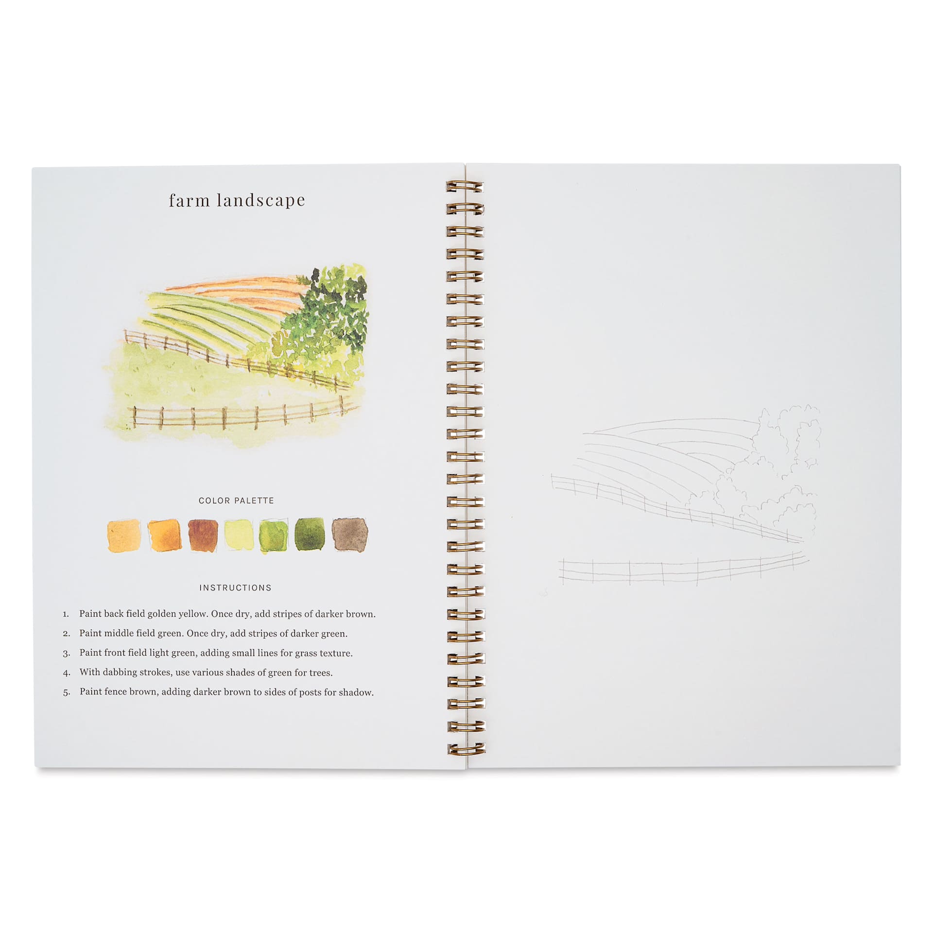 Emily Lex Studio Farm Watercolor Workbook - 6-1/2" x 9", farm landscape