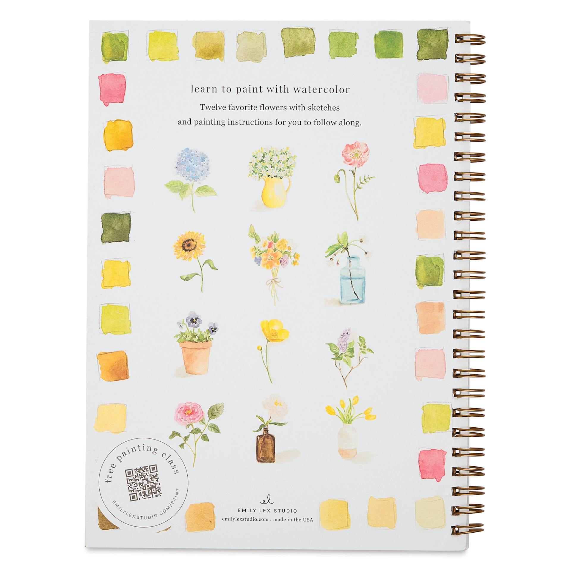 Emily Lex Studio Flowers Watercolor Workbook - 6-1/2" x 9", back cover