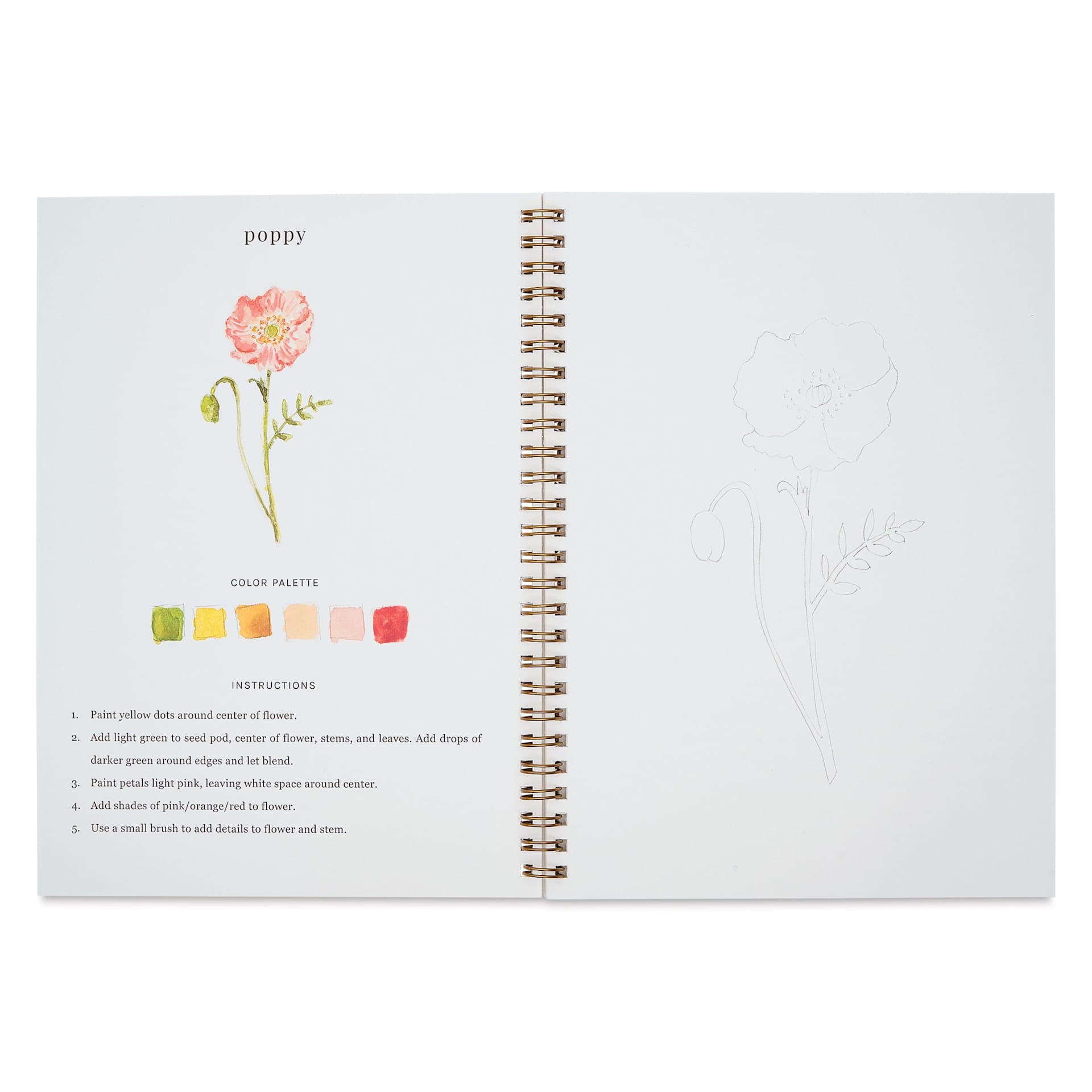 Emily Lex Studio Flowers Watercolor Workbook - 6-1/2" x 9", poppy