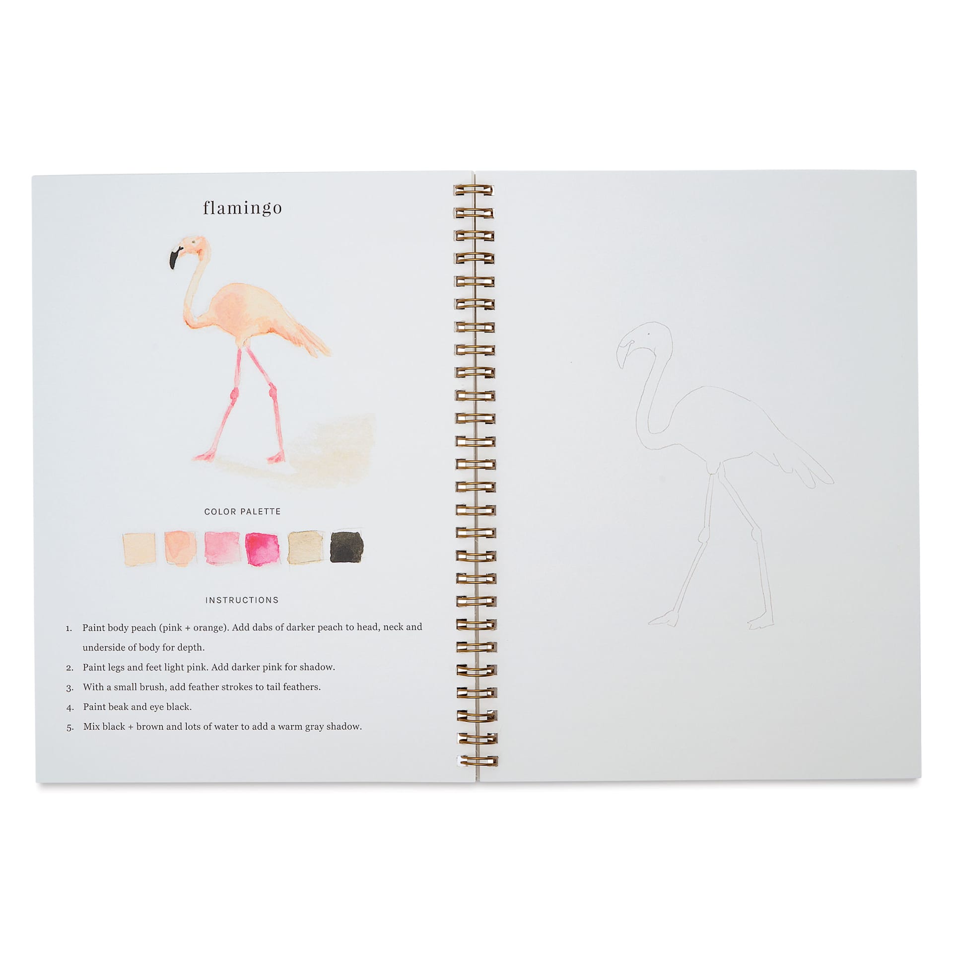 Emily Lex Studio Tropical Watercolor Workbook - 6-1/2" x 9", flamingo