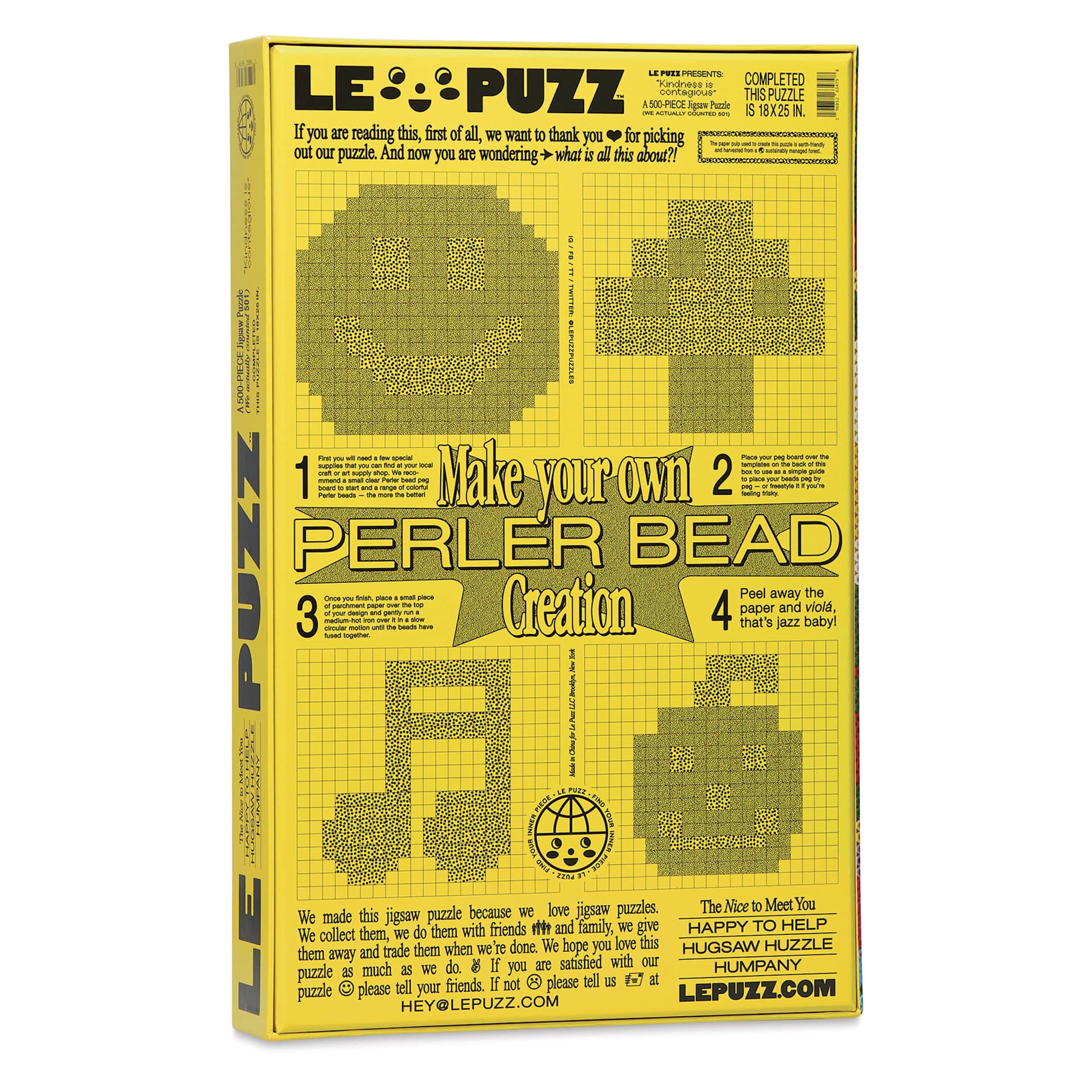 Le Puzz Kindness Is Contagious 500-Piece Puzzle 18" x 25", back of packaging