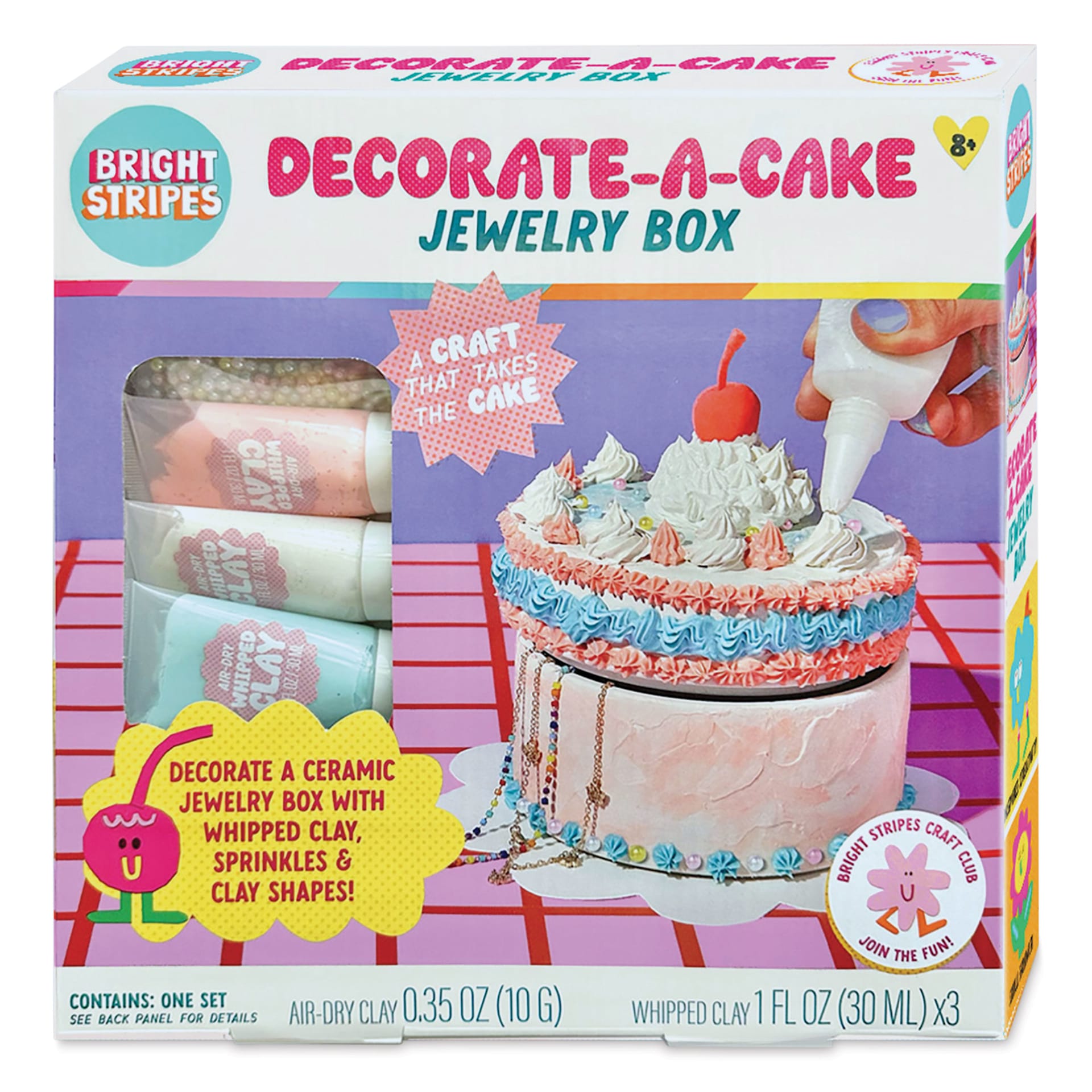 Bright Stripes Decorate-a-Cake Jewelry Box - 5-1/2" x 3", front of packaging