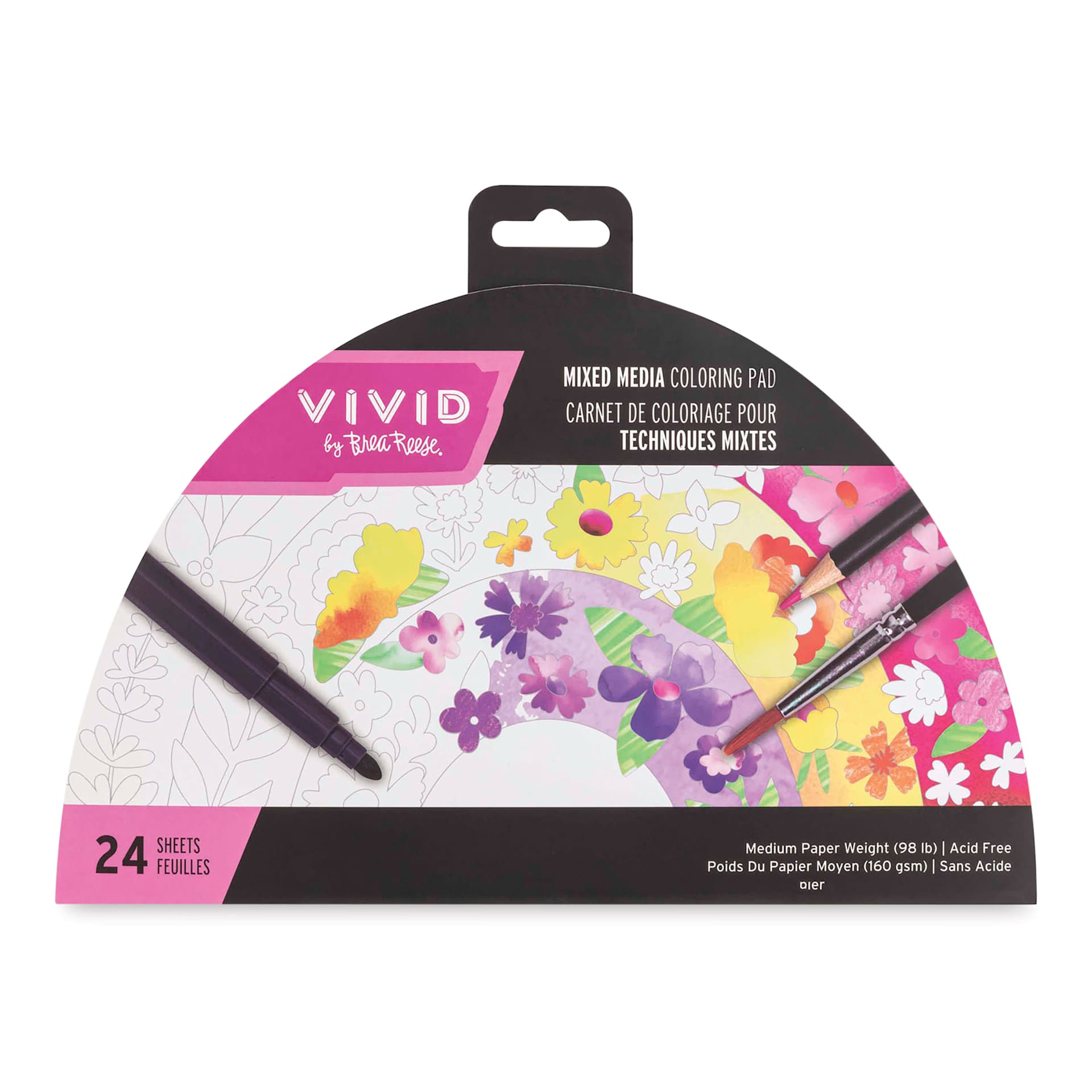 Brea Reese Vivid Mixed Media Coloring Pad - Rainbow, 7.2" x 10", frpnt of pad