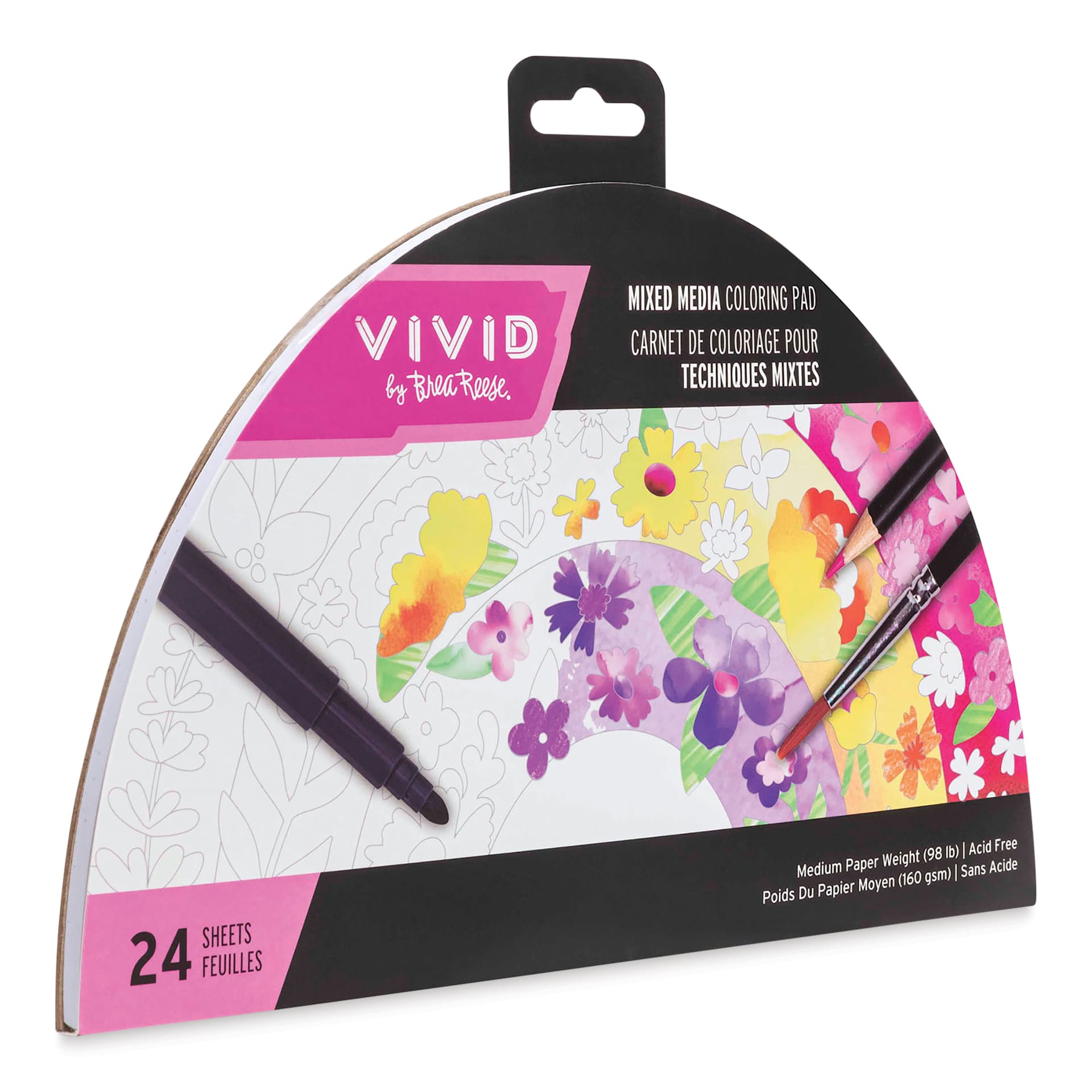 Brea Reese Vivid Mixed Media Coloring Pad - Rainbow, 7.2" x 10"