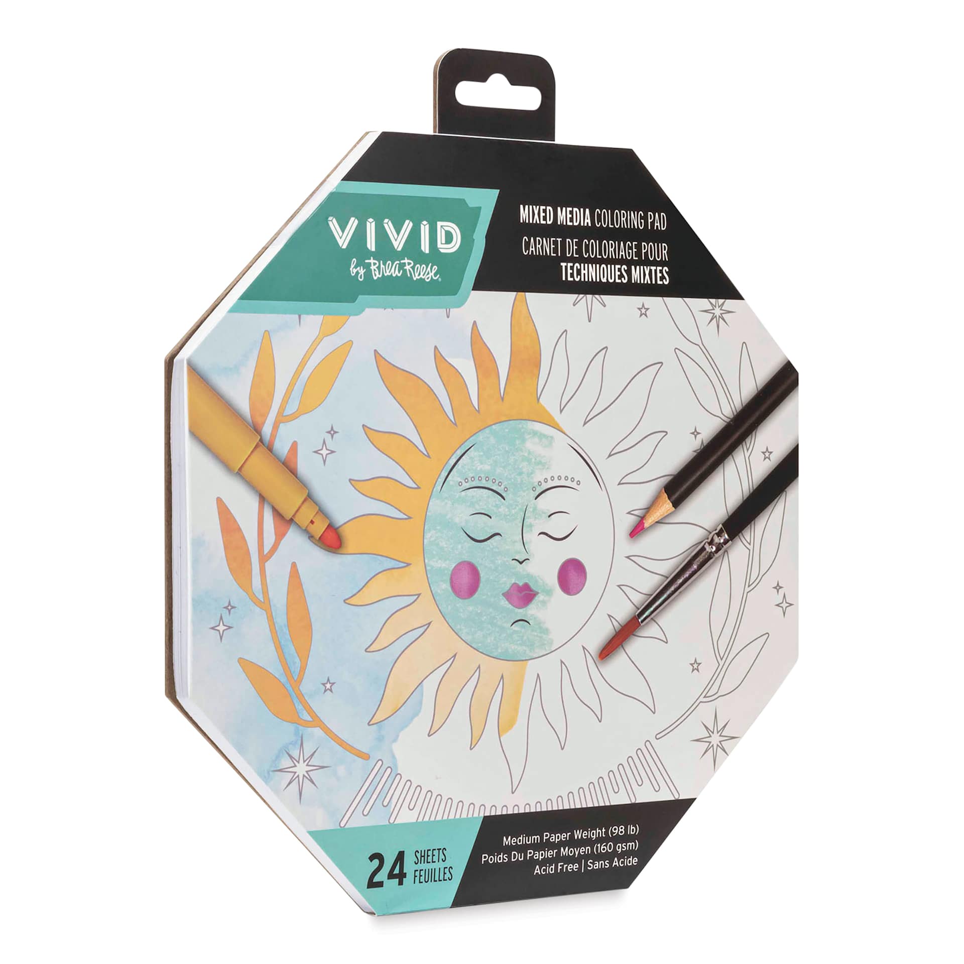 Brea Reese Vivid Mixed Media Coloring Pad - Octagon, 8.5" x 9.5"