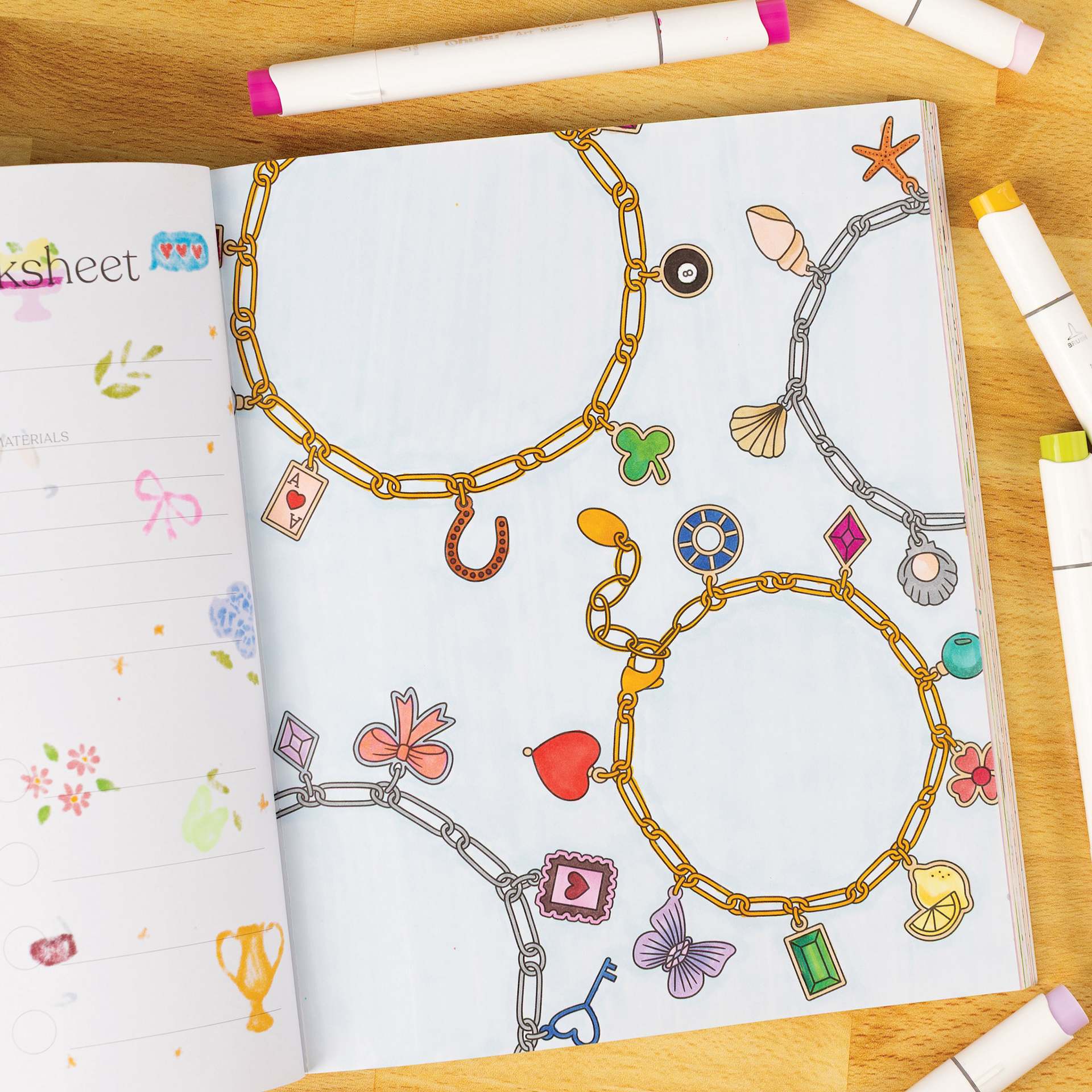 Elyse Breanne Put a Bow On It Coloring Book, charm bracelets
