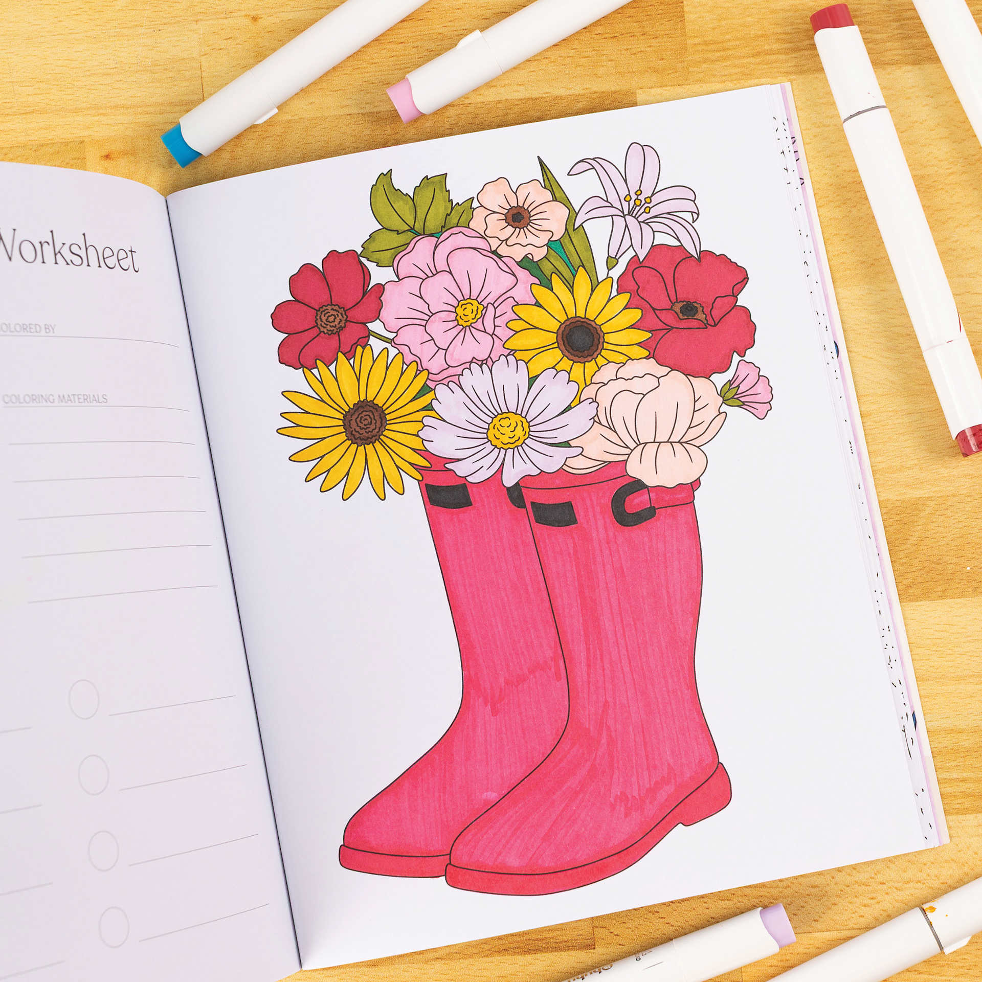 Elyse Breanne Garden Avenue Coloring Book, gardening boots as planters