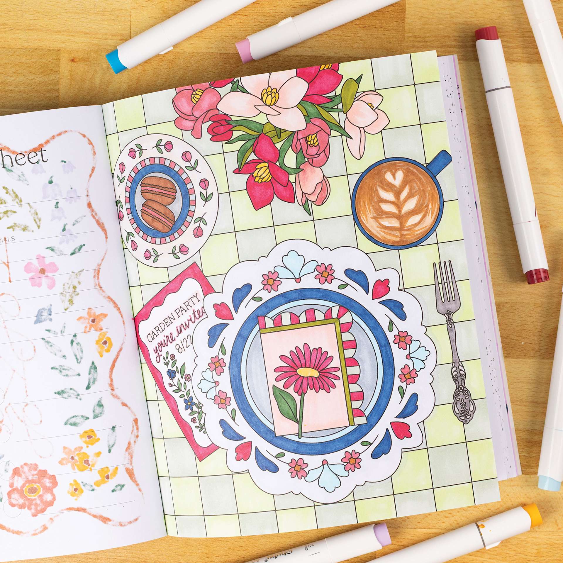 Elyse Breanne Garden Avenue Coloring Book, breakfast set