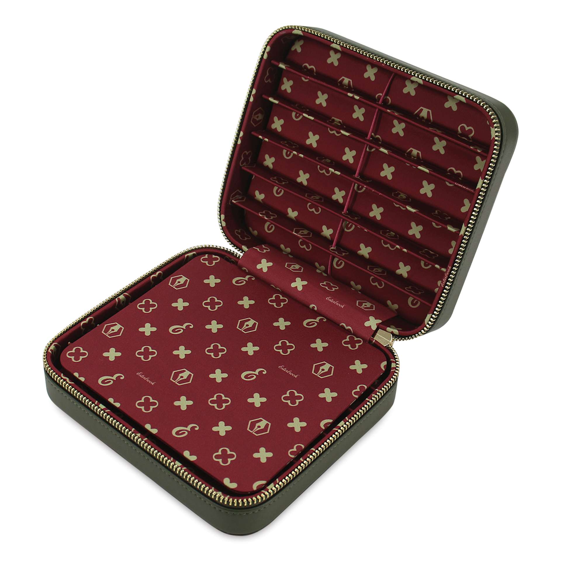 Esterbrook Pen Nook Pen Case - Twelve Pen, Moss Green, open