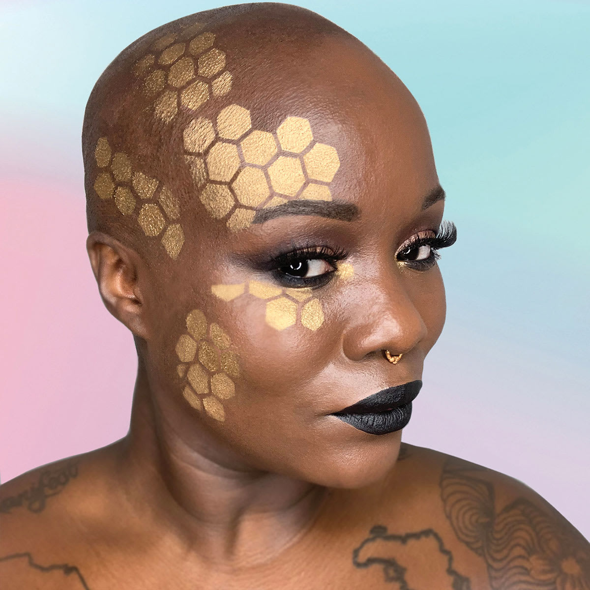 Stencil1 FX Makeup Stencils - Hexagon (Shown on model)