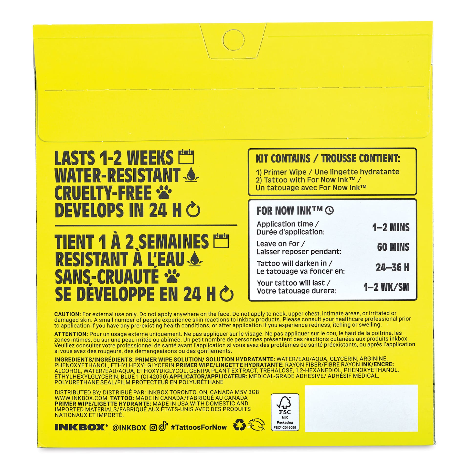 Inkbox Semi-Permanent Tattoos - Starbeam, 1" x 1", back of packaging