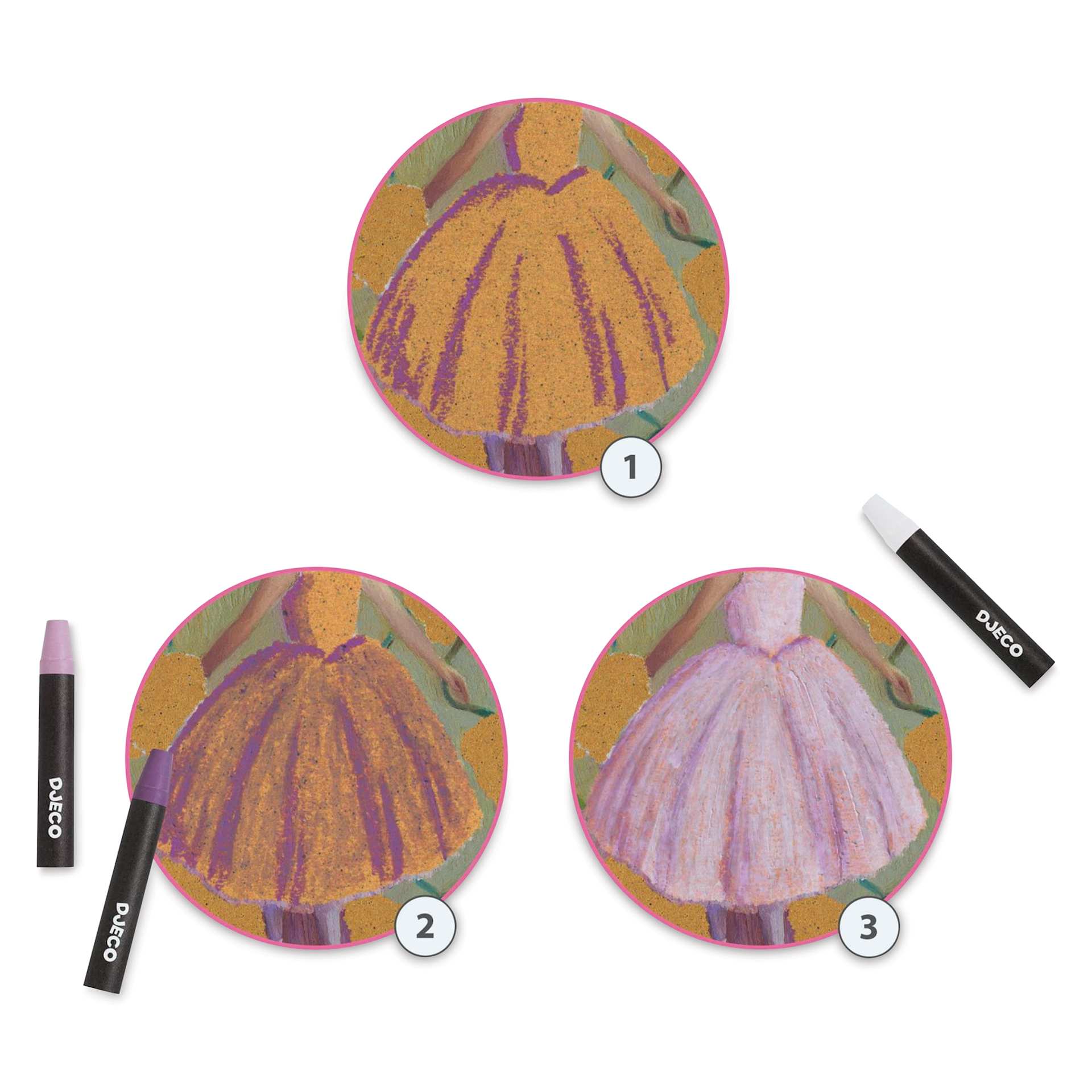 Djeco Inspired By The Ballerina Wax Crayons Kit steps
