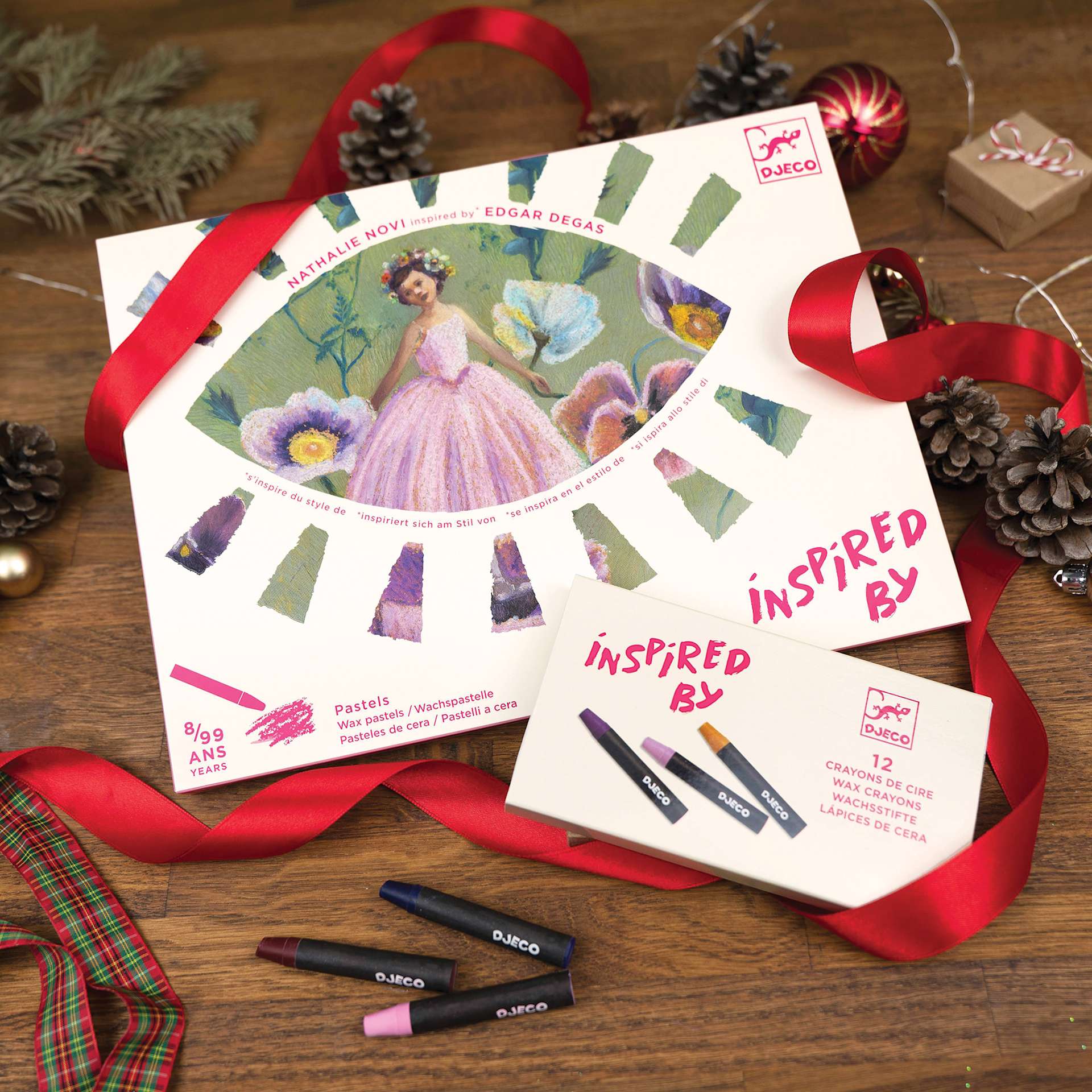 Djeco Inspired By The Ballerina Wax Crayons Kit being wrapped on table