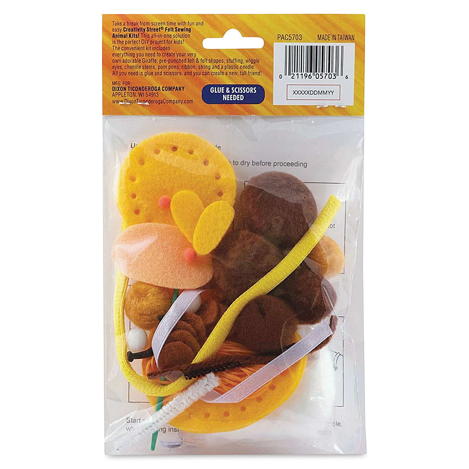 Creativity Street Felt Sewing Kit - Giraffe (back of packaging)