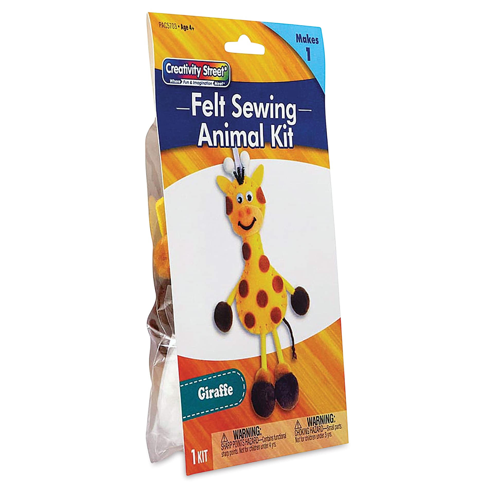 Creativity Street Felt Sewing Kit - Giraffe (front of packaging, angled view)