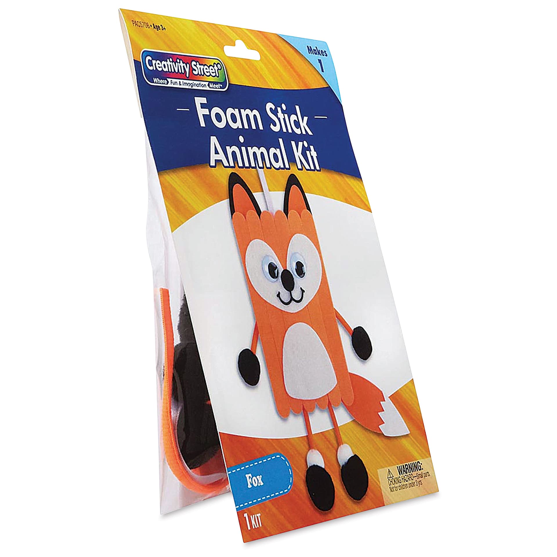 Creativity Street Foam Stick Animal Kit - Fox (front of packaging, angled view)